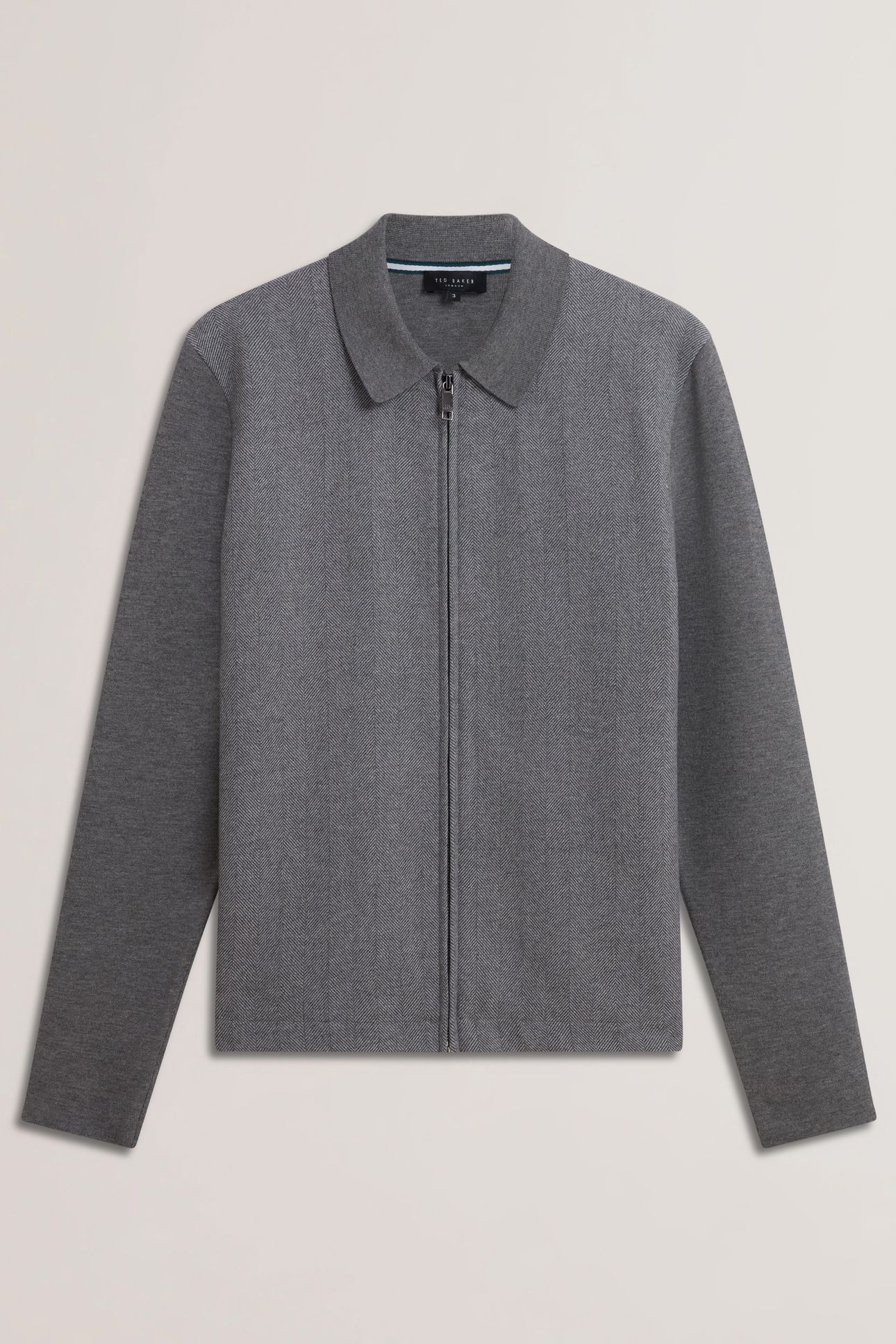 DEJO HERRINGBONE FRONT ZIP THROUGH GREY 3