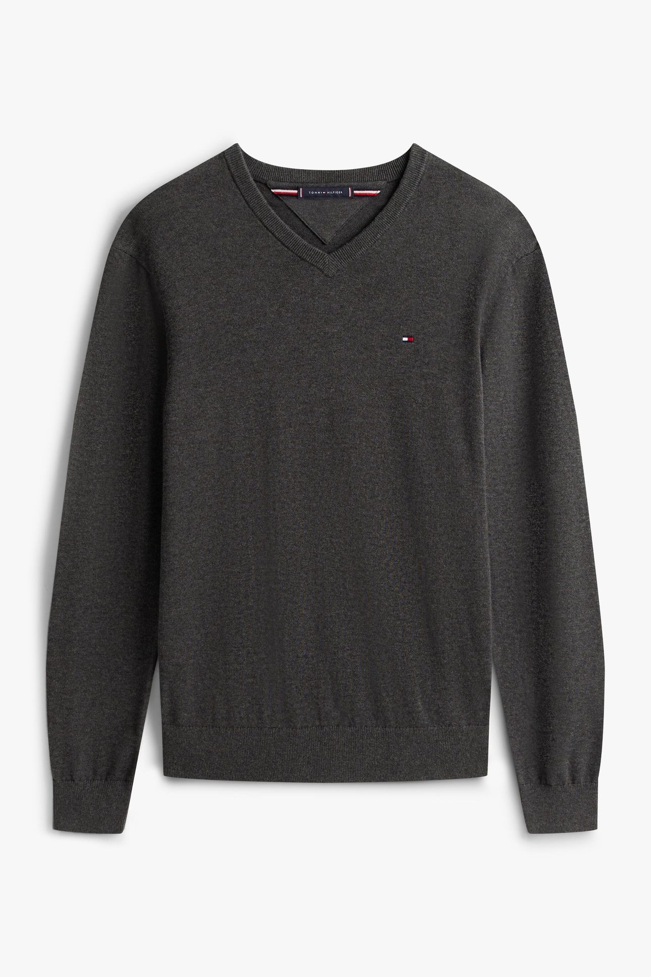 ESSENTIAL COTTON V NECK DARK GREY HEATHER 4