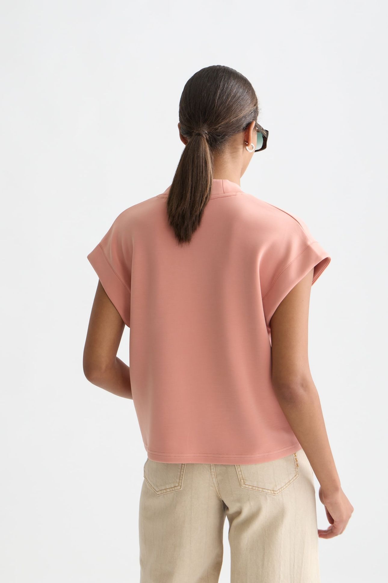TENCEL V-NECK SHORTSLEEVED SWEATSHIRT CANYON CLAY 2