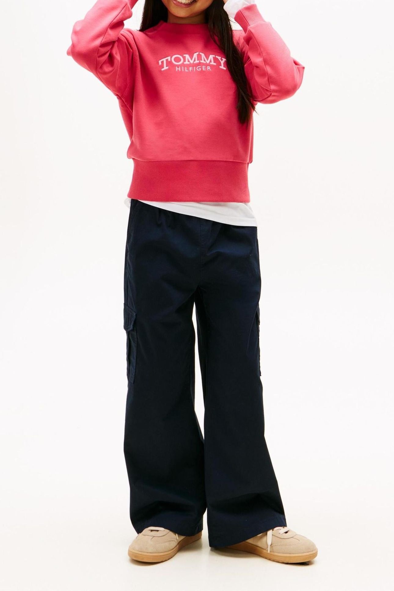 GIRLS HIGH RIB HEM CREW NECK VINTAGE CERISE 1