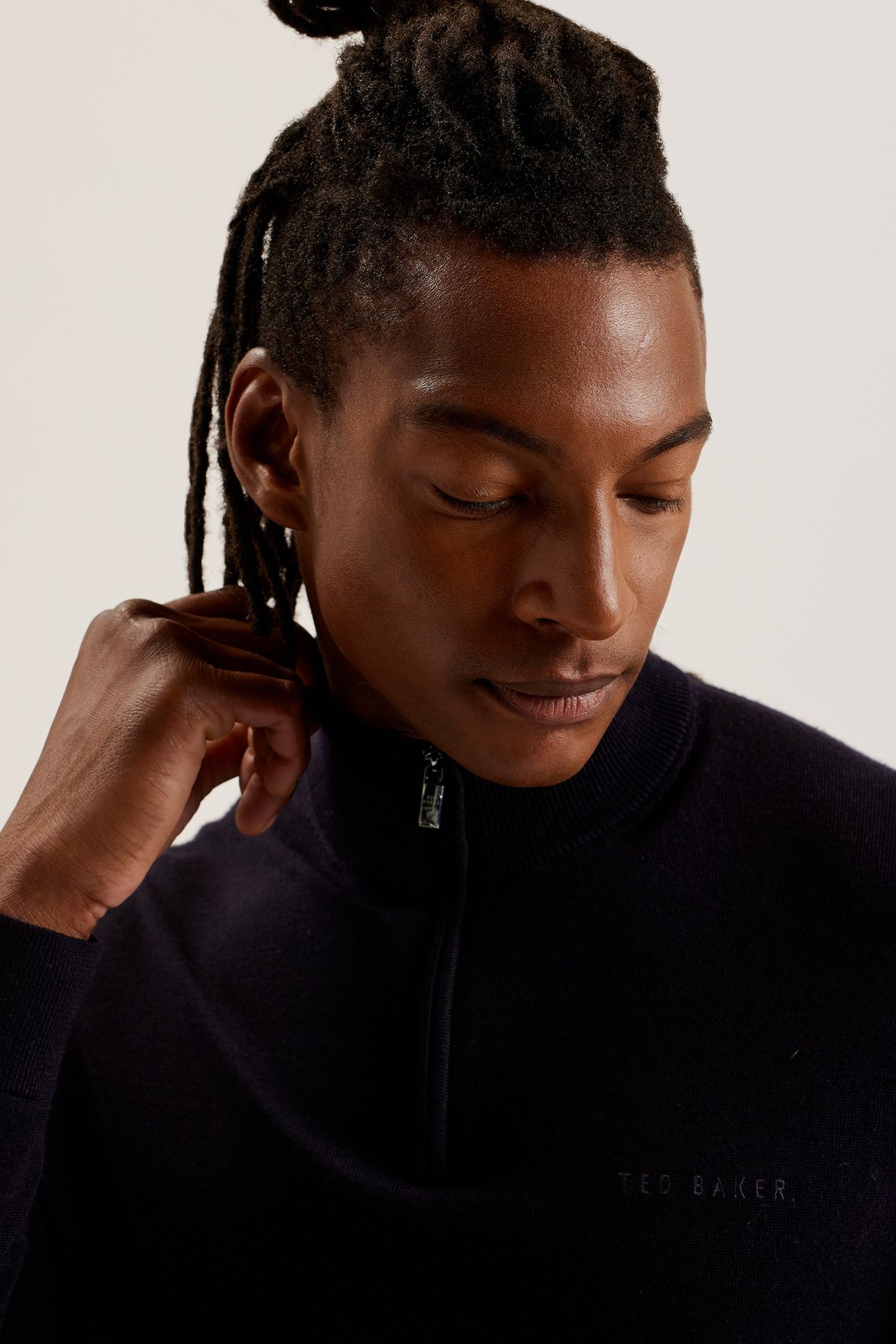 FASHBEE LS BRANDED MERINO HALF ZIP NAVY 4