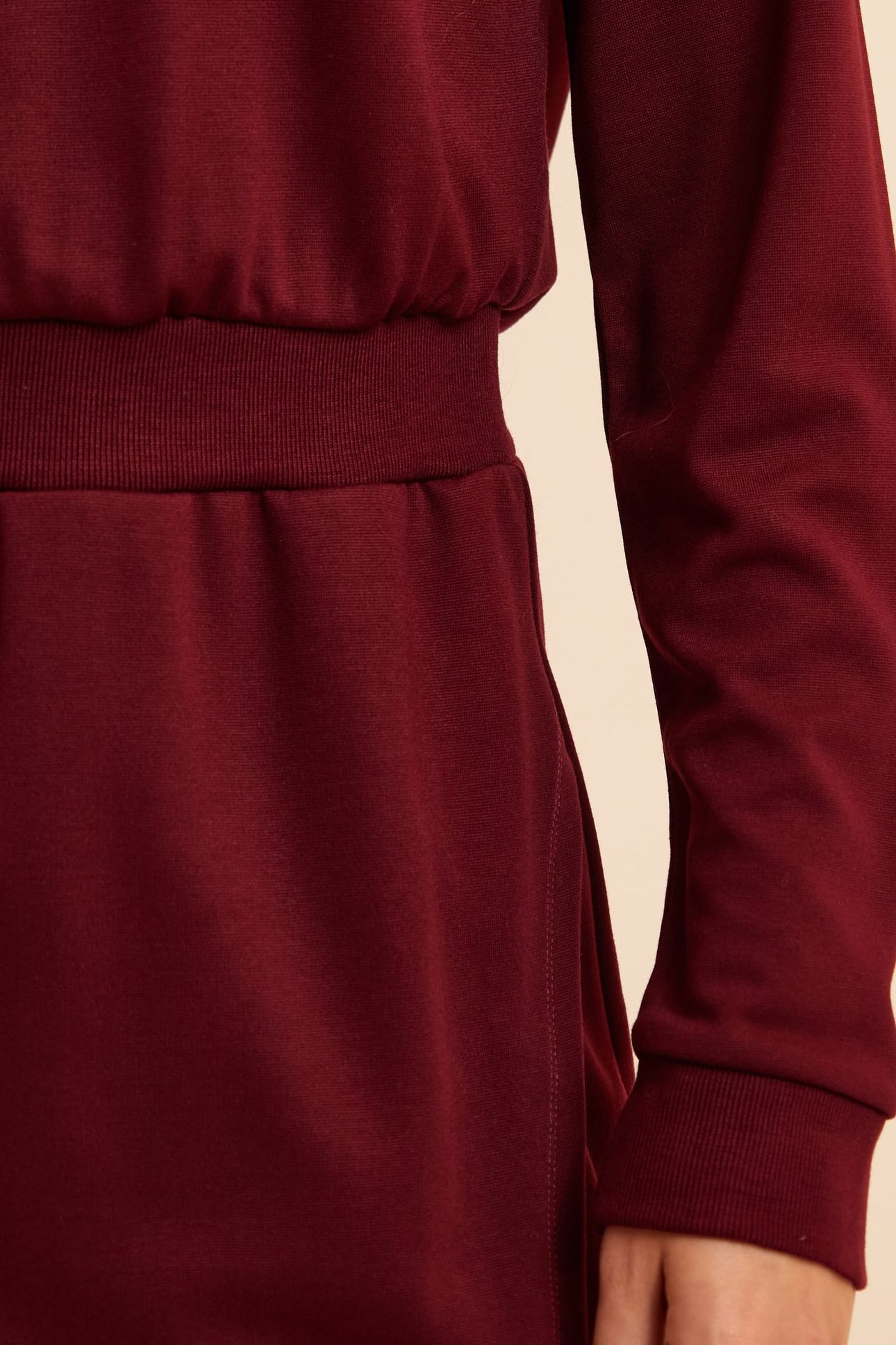 BURGUNDY SWEATSHIRT FABRIC LONG DRESS WITH MONOGRAM 7
