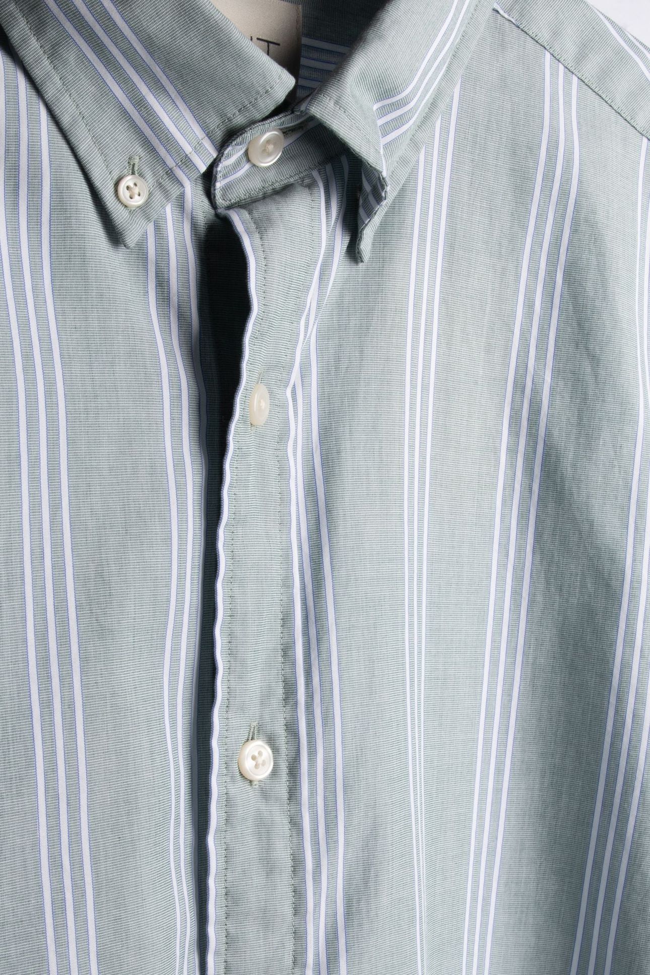 REG POPLIN FIL A FIL STRIPE SHIRT WOODY GREEN 3