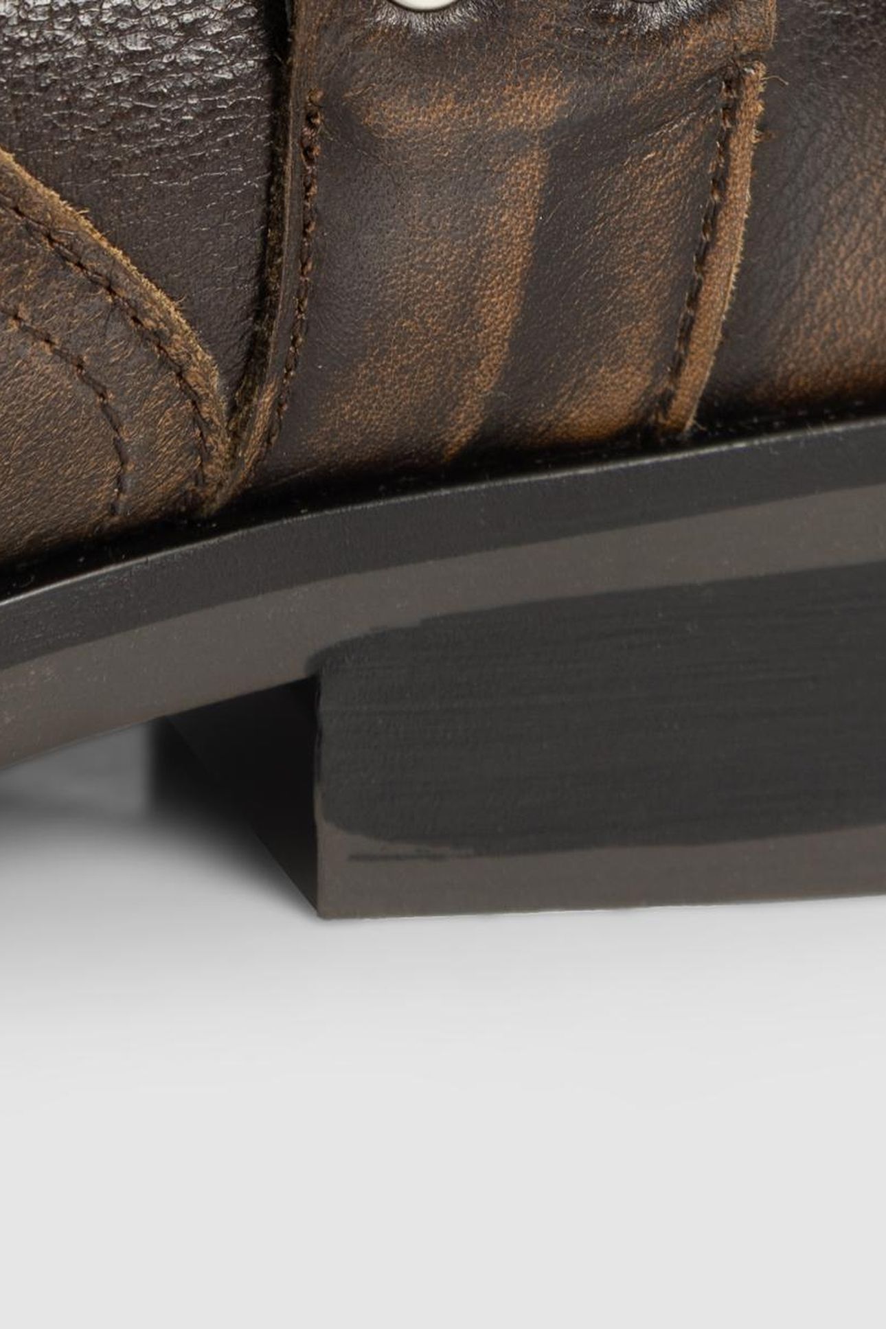 BROWN LEATHER BIKER BOOTS WITH THREE BUCKLES 6