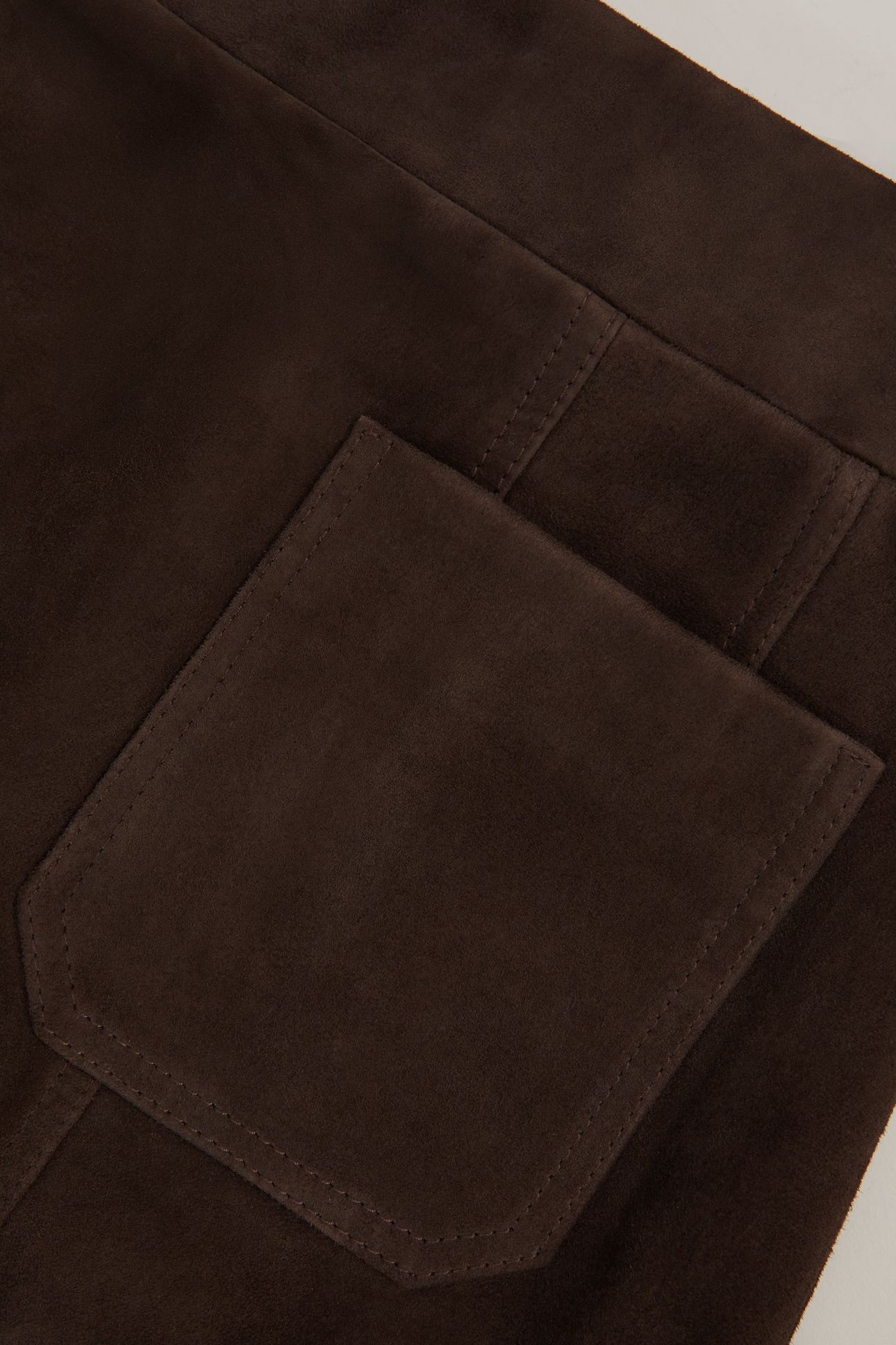 SUEDE PATCH POCKET MINI SKIRT CHOCOLATE BROWN 6