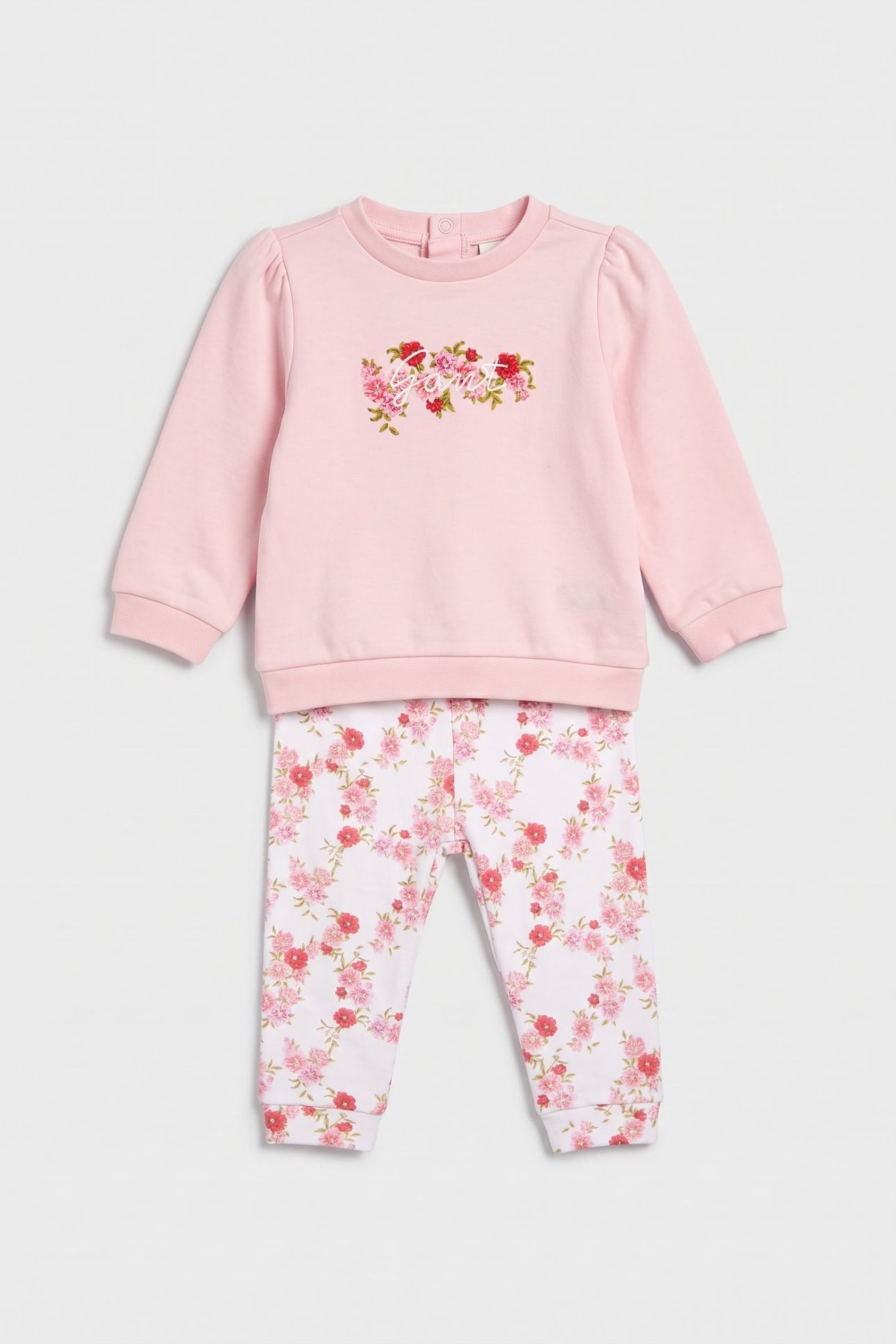 BABY GIRLS PUFF SLEEVE SWEAT AND LEGGING SET LIGHT PINK 2
