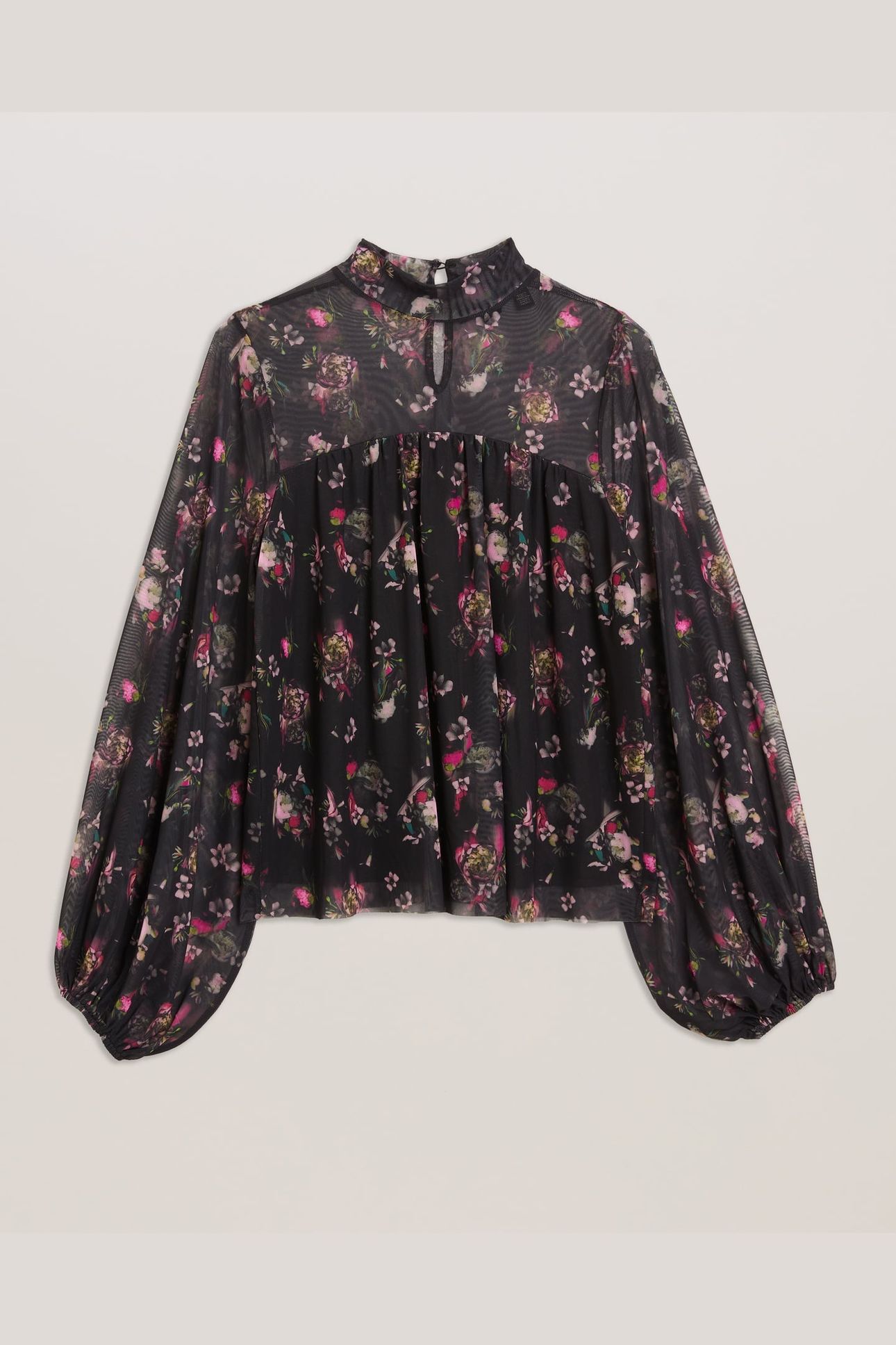 AVETTA LONG SLEEVE FLORAL MESH MINI BLACK 3