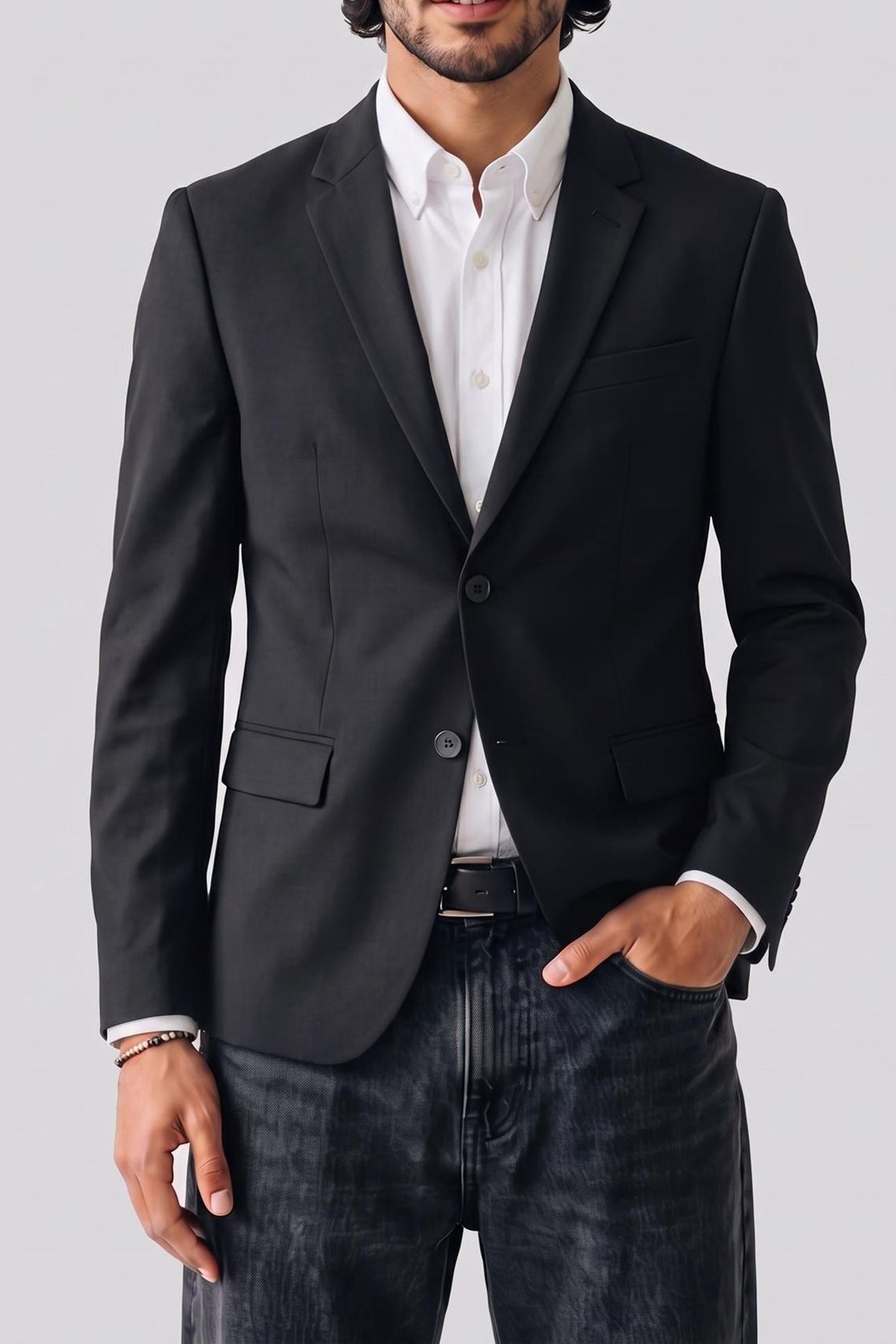 MODERN WOOL BLEND BLAZER BLACK 1
