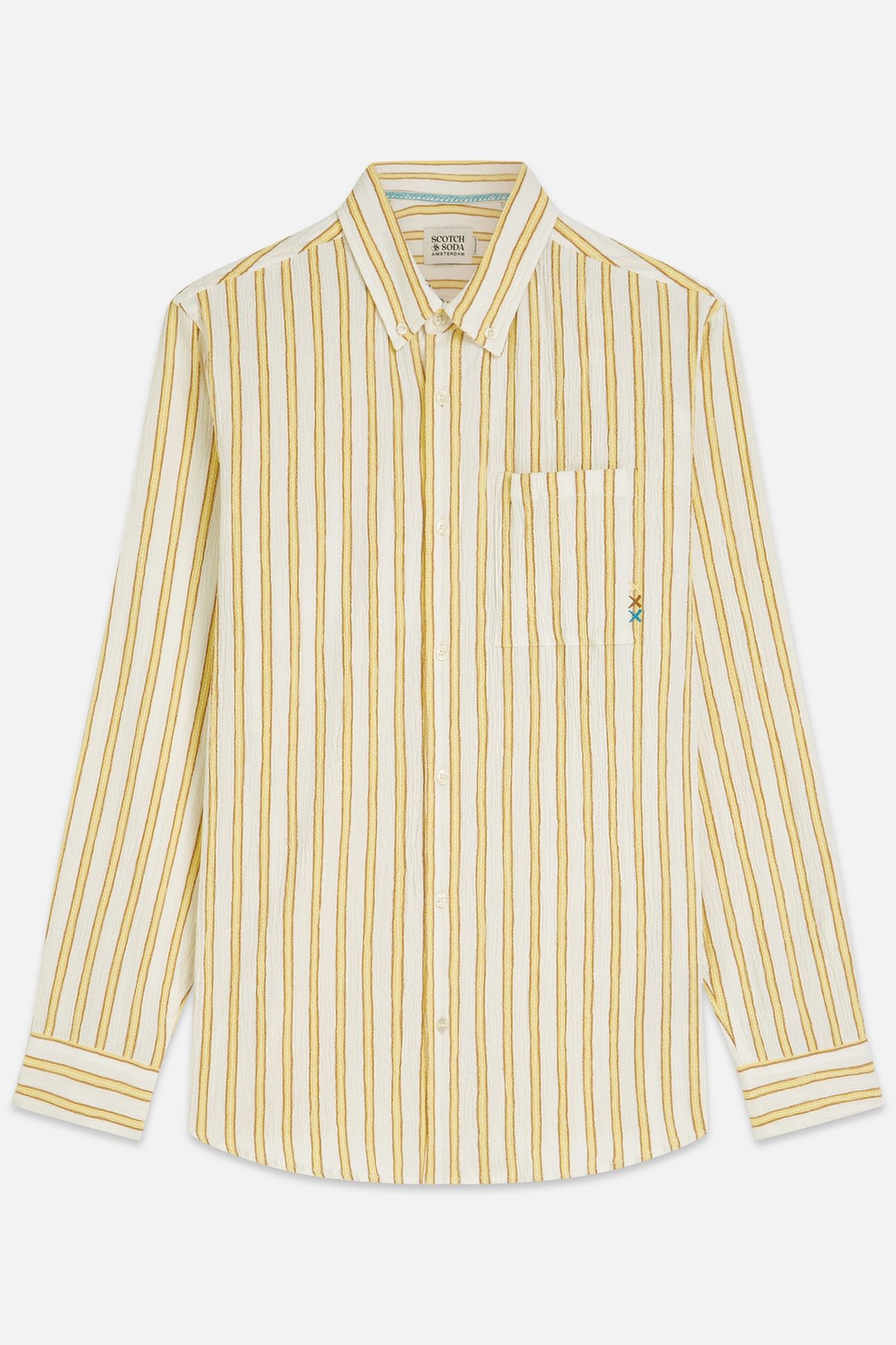STRIPED CRINKLE STRUCTURE REGULARFIT SHIRT MED YELLOW 1