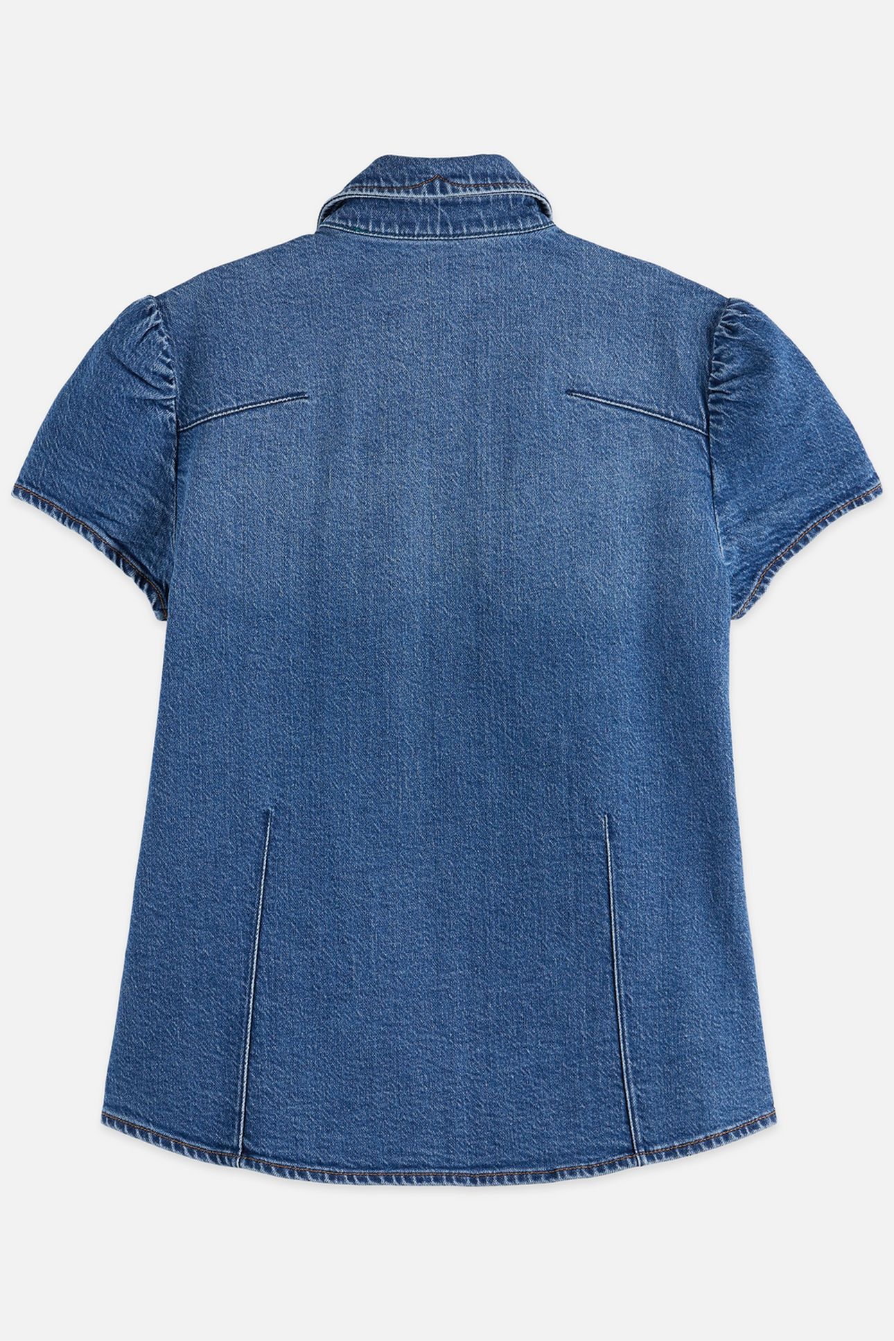 CAP SLEEVE FITTED DENIM SHIRT TEXAS SUN 2