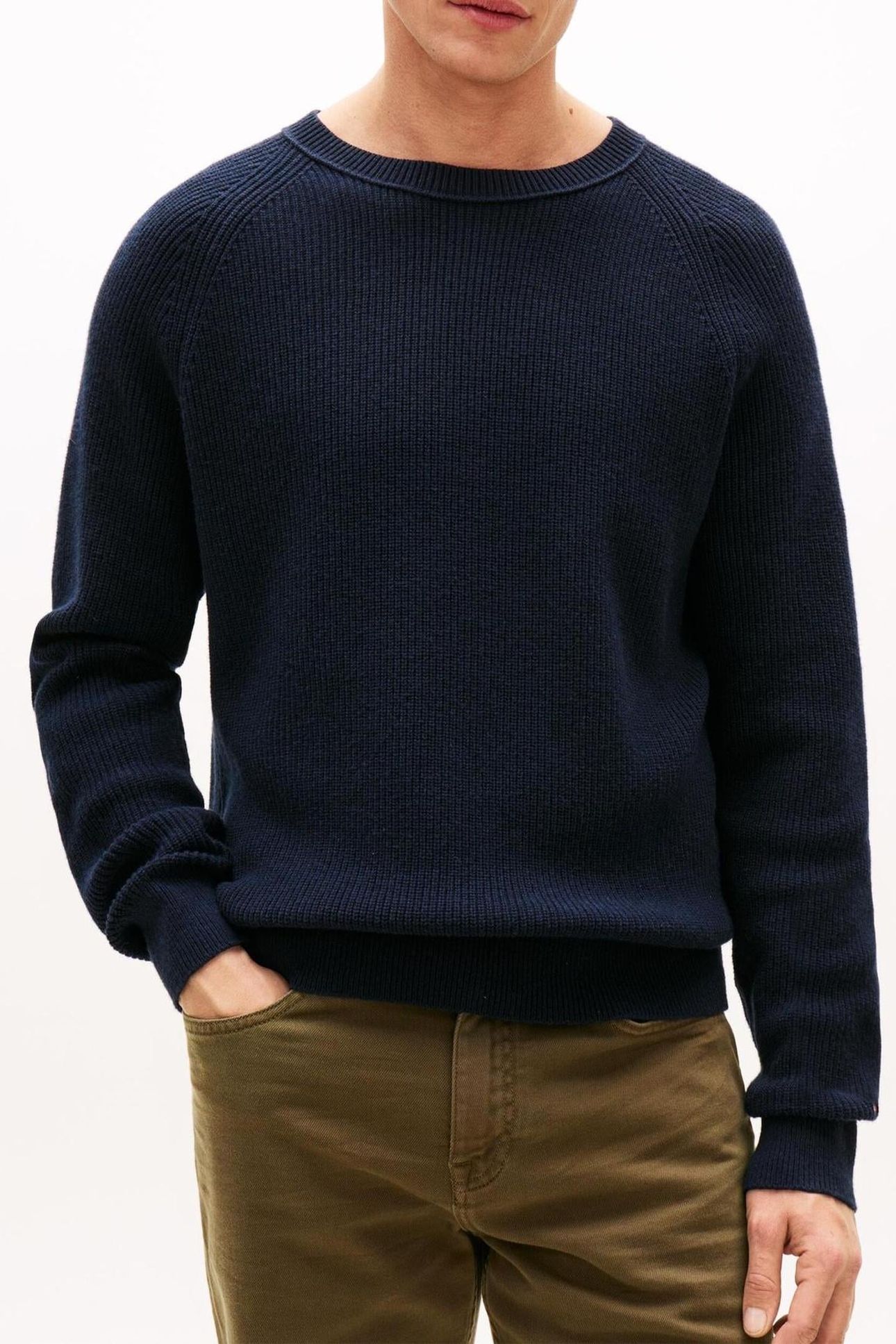 FISHERMAN RIB CREW NECK DARK NIGHT NAVY 1