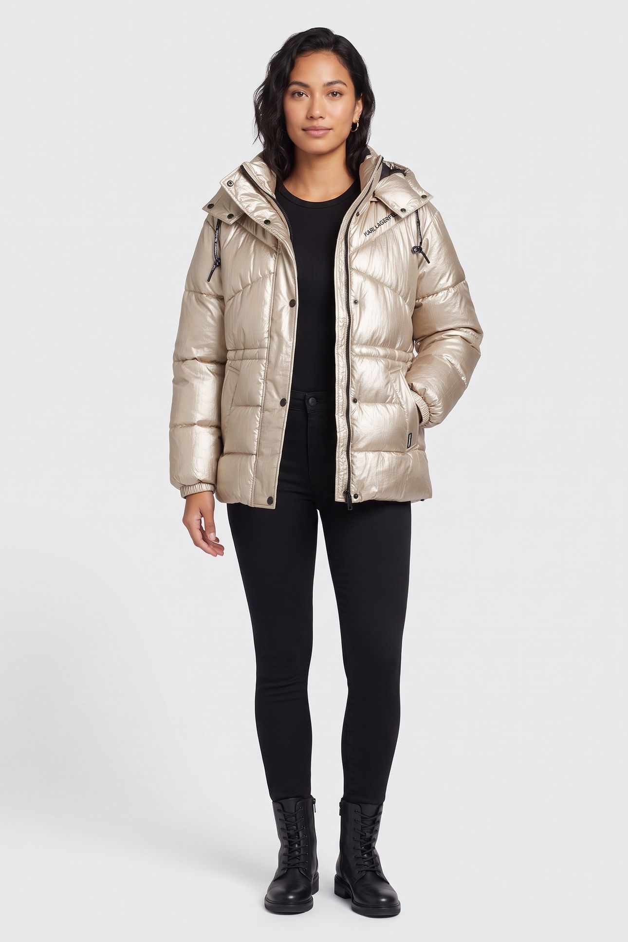 METALLIC PUFFER JACKET LIGHT GOLD 2