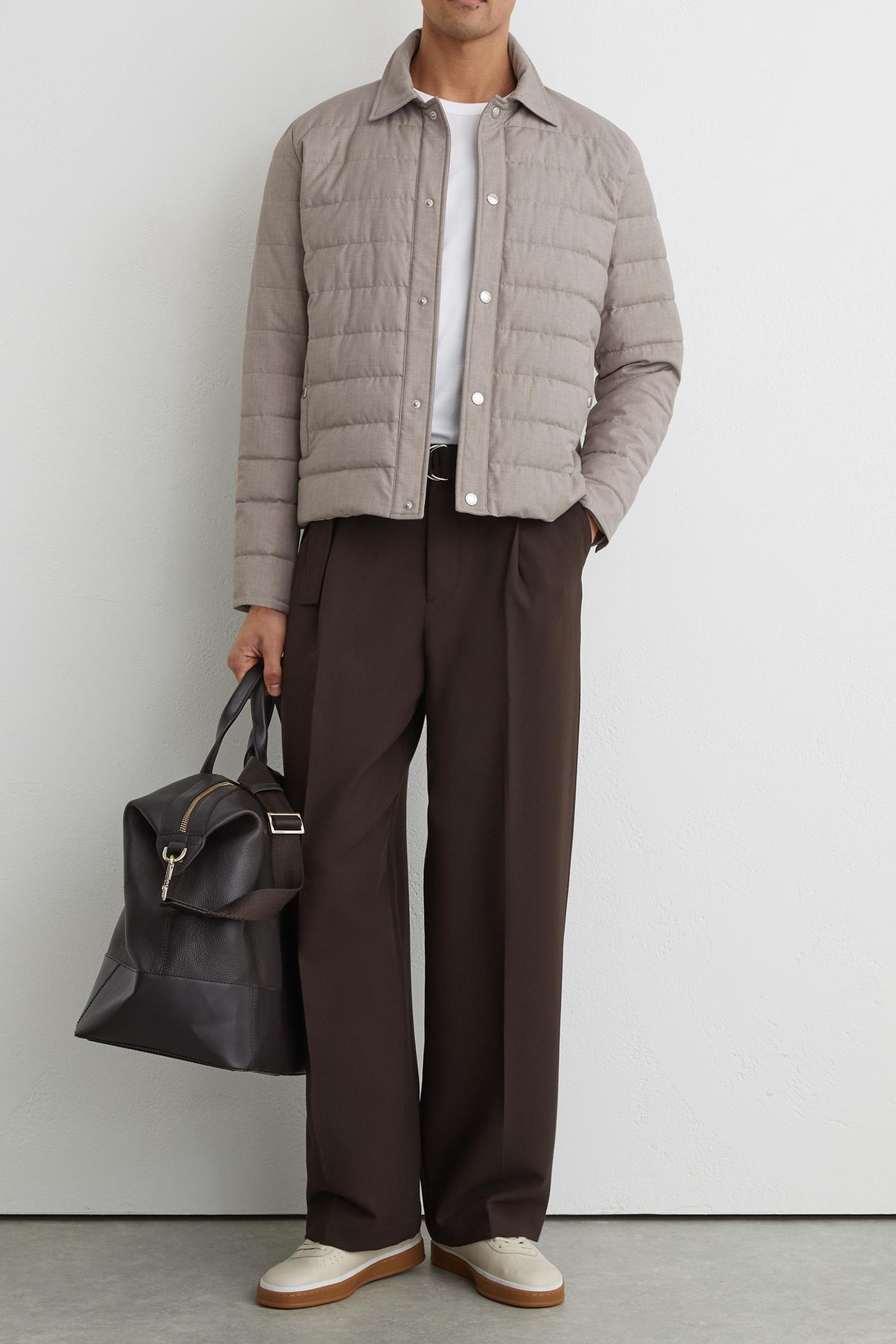 LS PRESS STUD HYBRID JACKET MINK BROWN 1