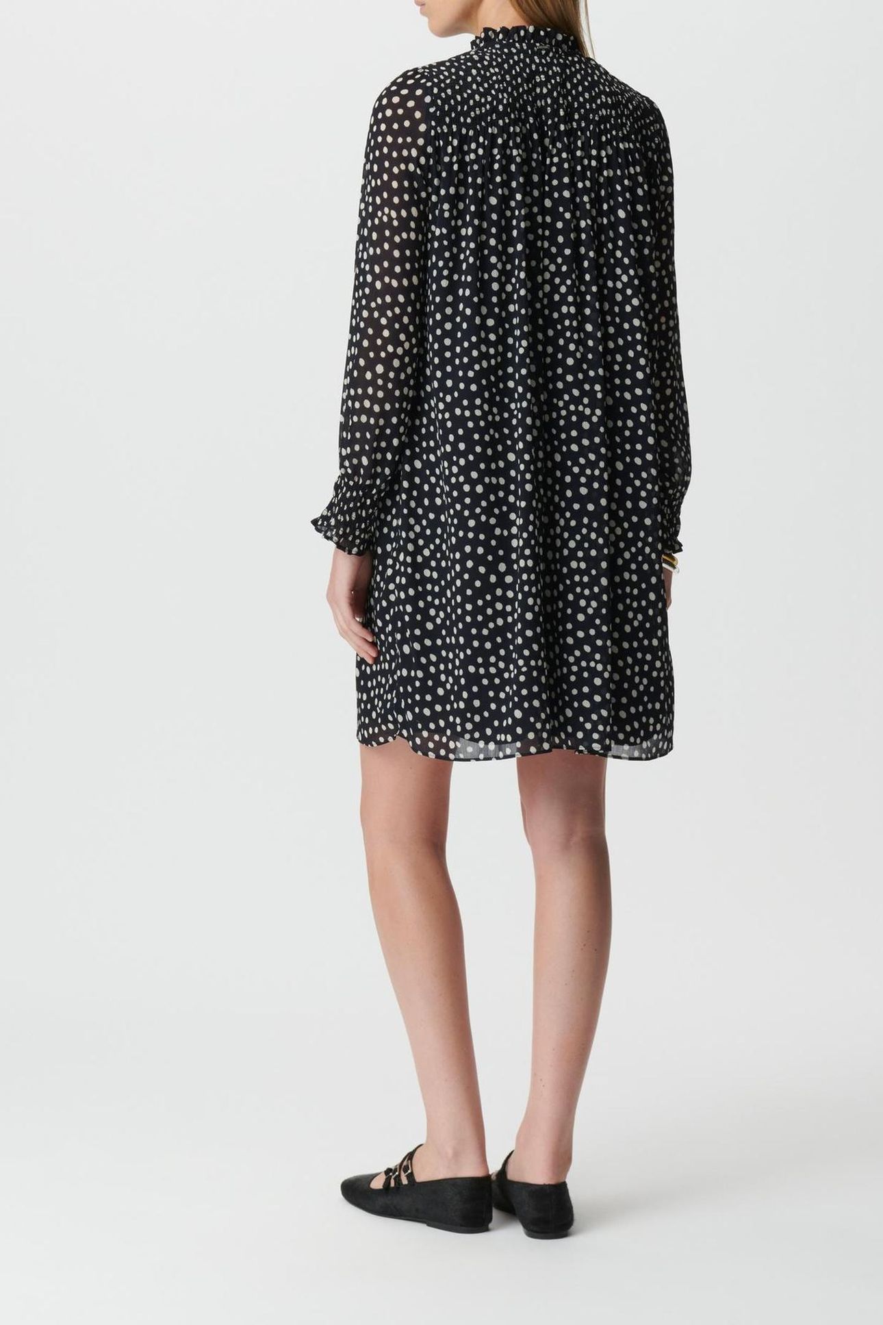 NAVY POLKA DOT PRINT SHORT DRESS 2
