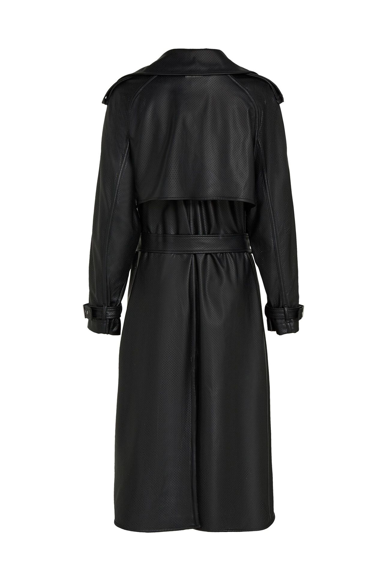 PERFORATED FAUX LEATHER TRENCH BLACK 6