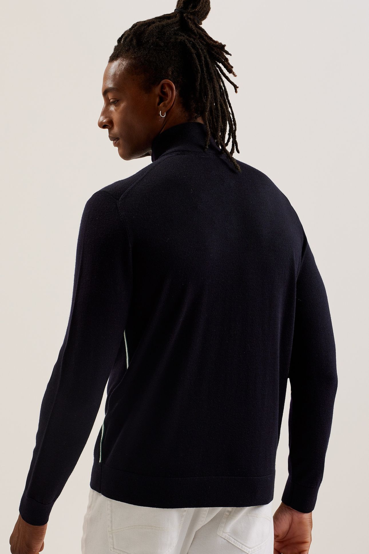 FASHBEE LS BRANDED MERINO HALF ZIP NAVY 2