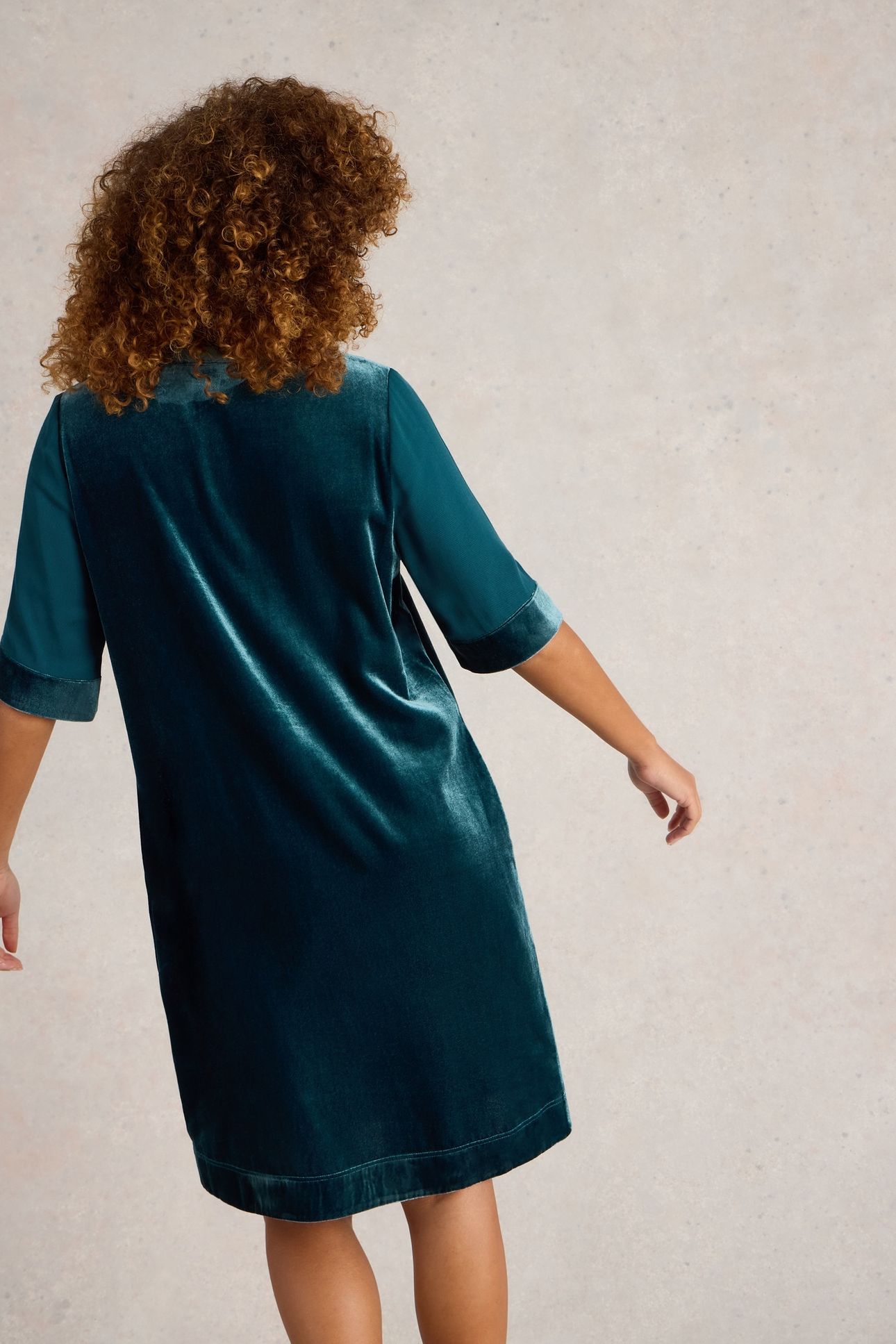 ASH VELVET MIX DRESS DK TEAL 2