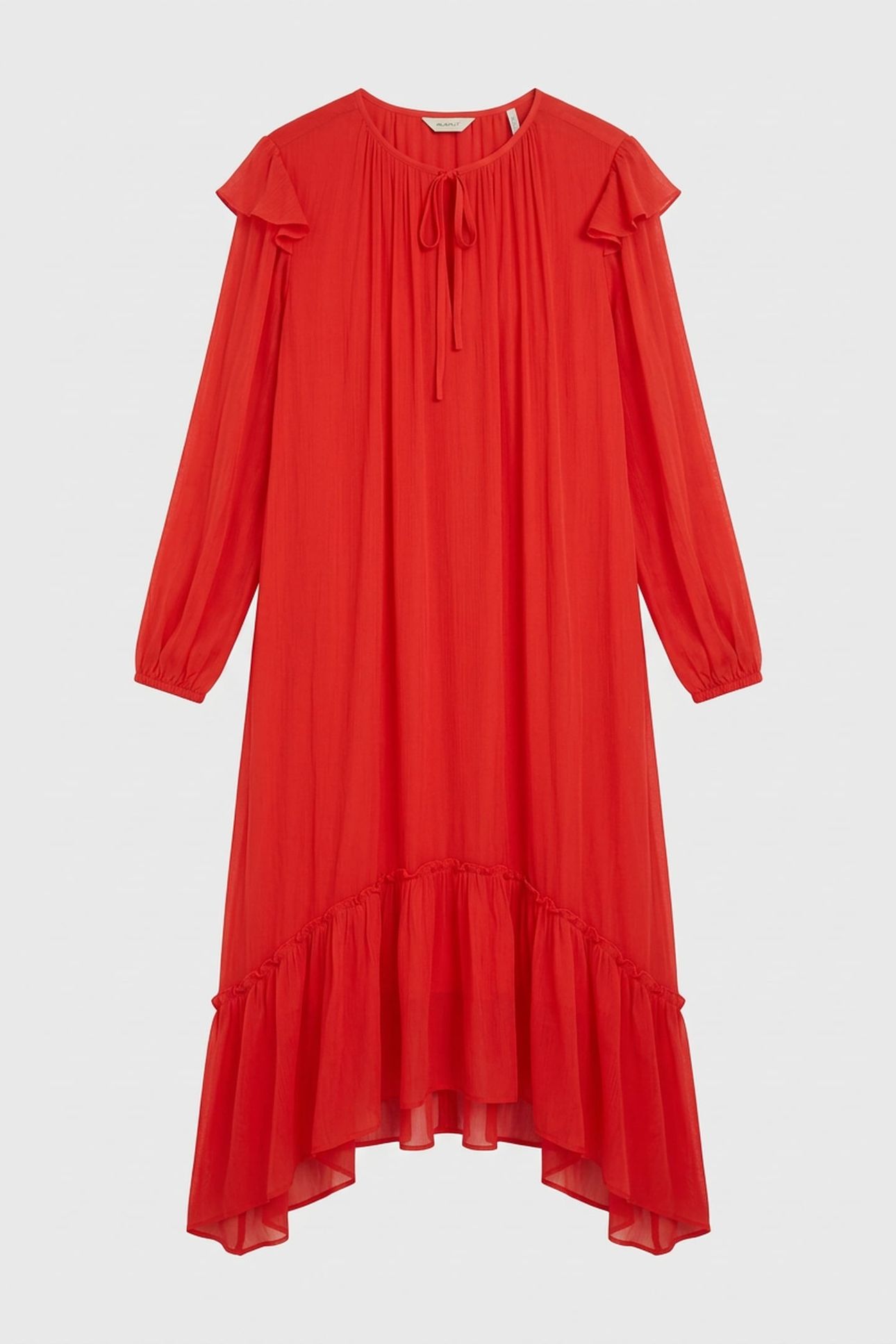 MAXI VISCOSE FRILL DRESS BOLD RED 3