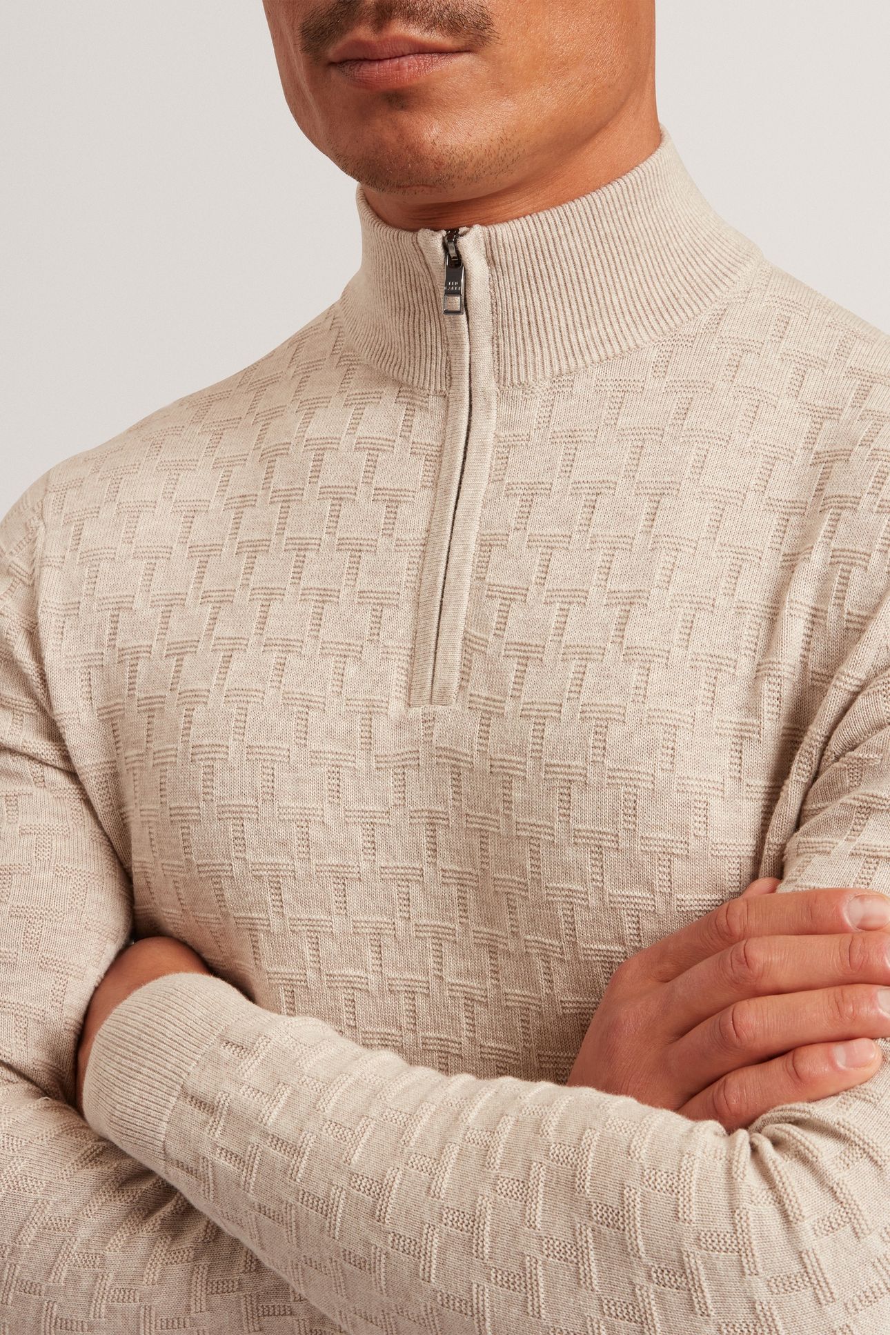 T STITCH HALF ZIP NATURAL 4