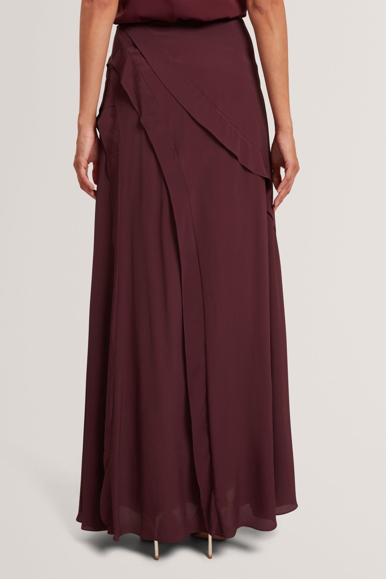 FRILL DETAIL MAXI SKIRT OXBLOOD 2