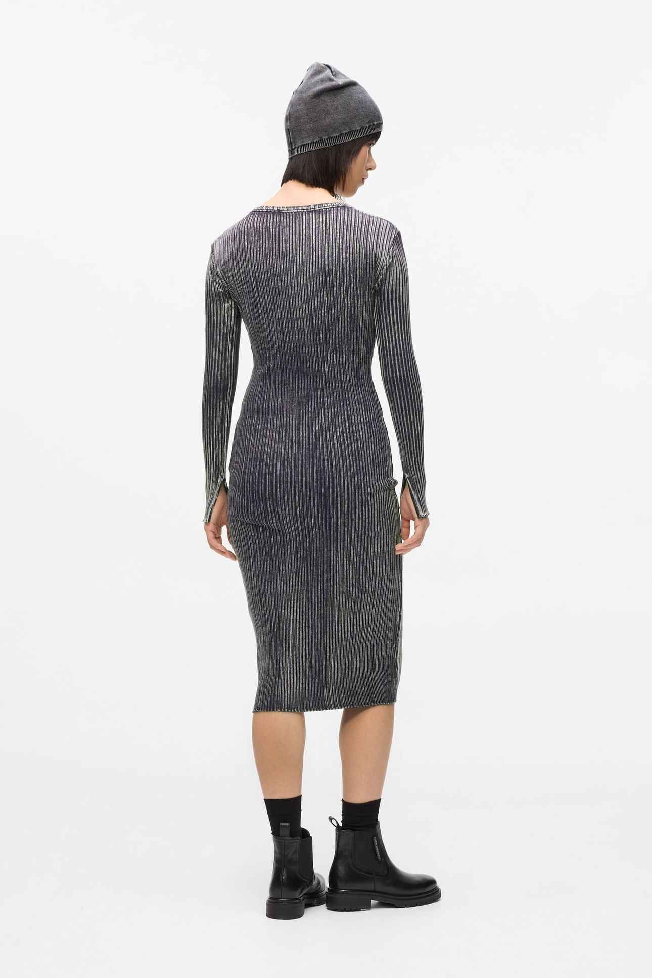 KLJ LS RIBBED DRESS WASHED BLACK 3