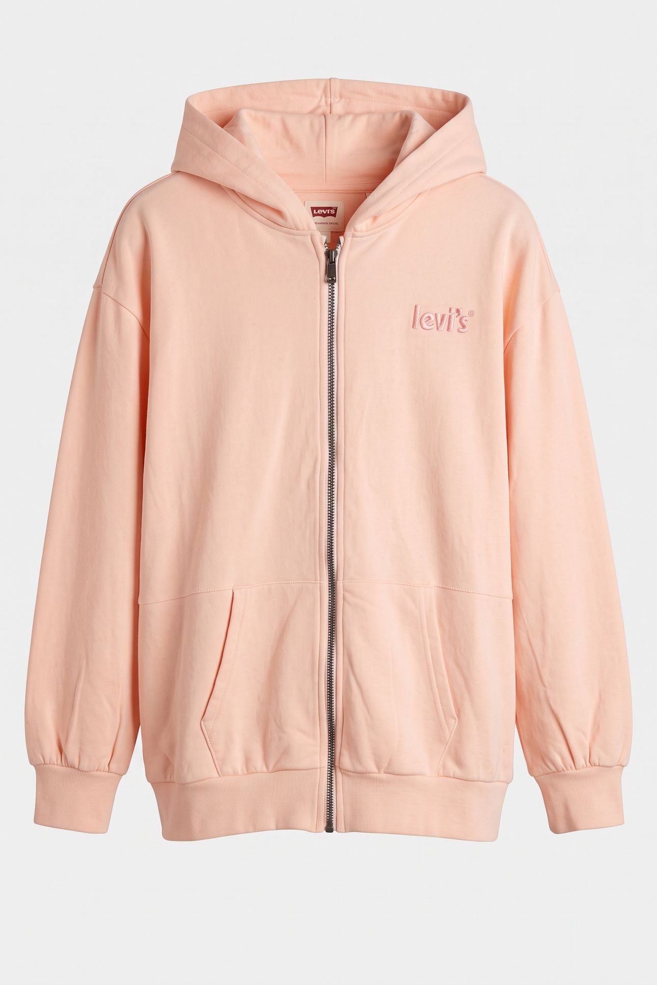 GIRLS OVERSIZED ZIP UP HOODIE PALE PEACH 1