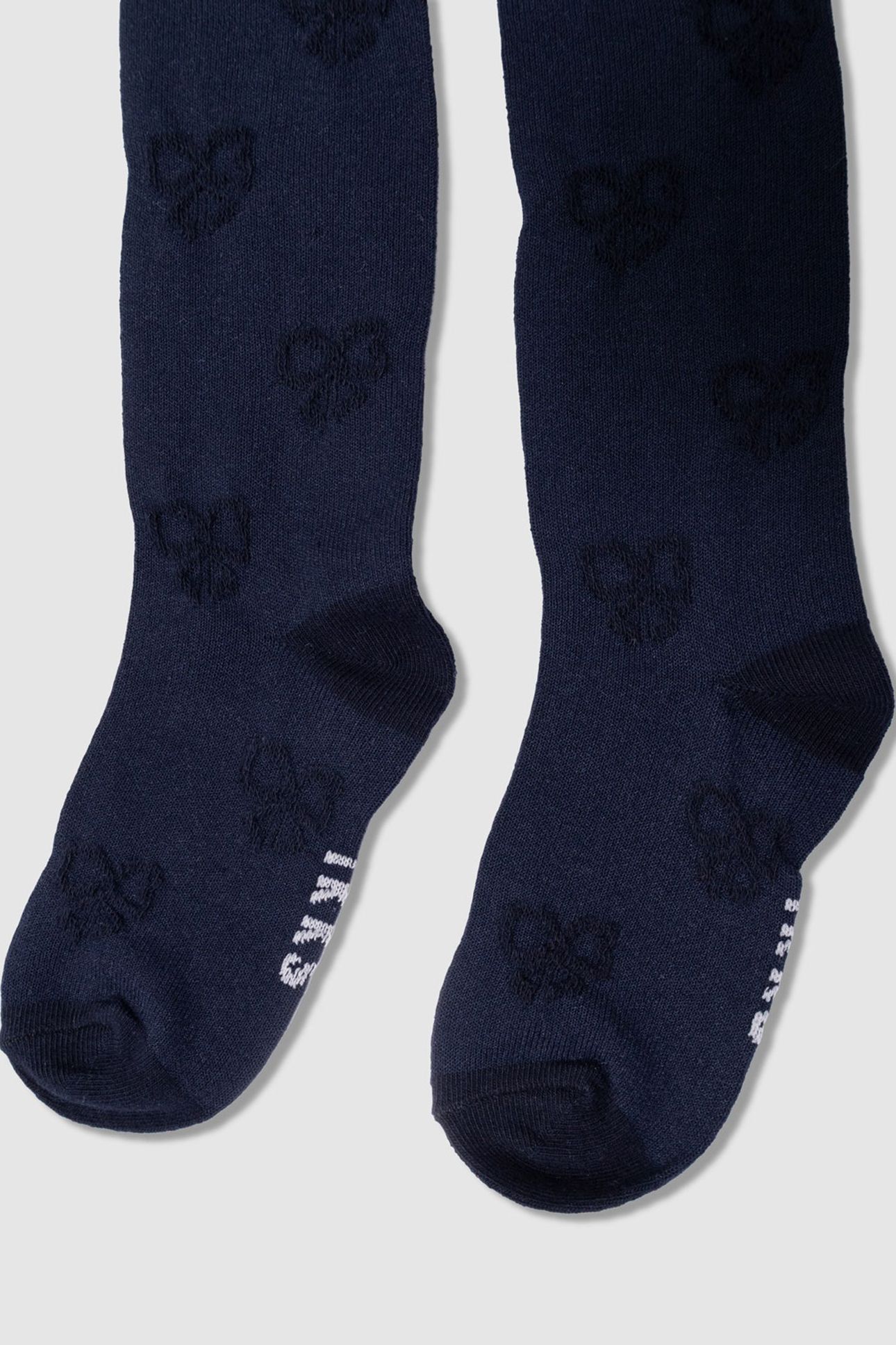 GIRLS’ NAVY BLUE JACQUARD KNIT TIGHTS WITH BOW MOTIF 1