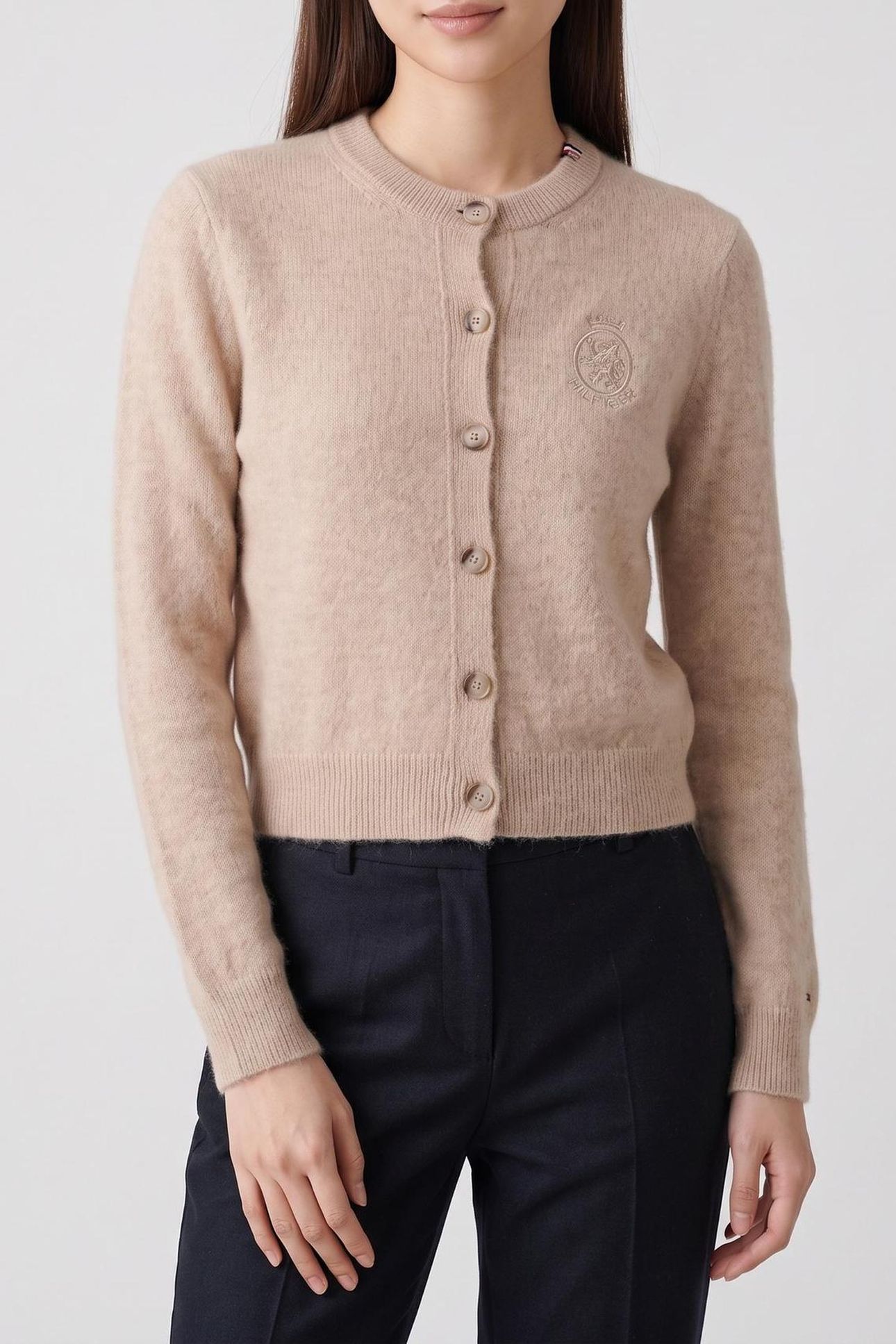 ALPACA C-NECK LOOSE CARDIGAN HEATHER OATMILK 1