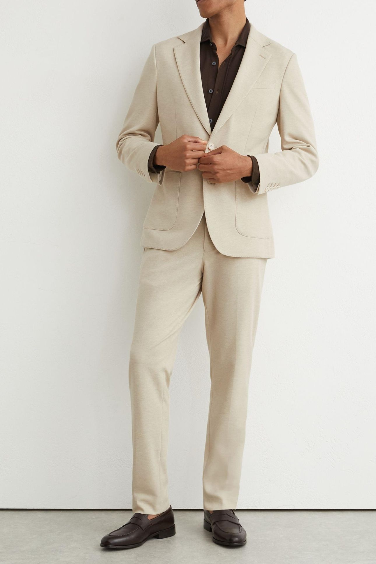 SB 2B NOTCH TEXTURED JERSEY BLAZER STONE 2