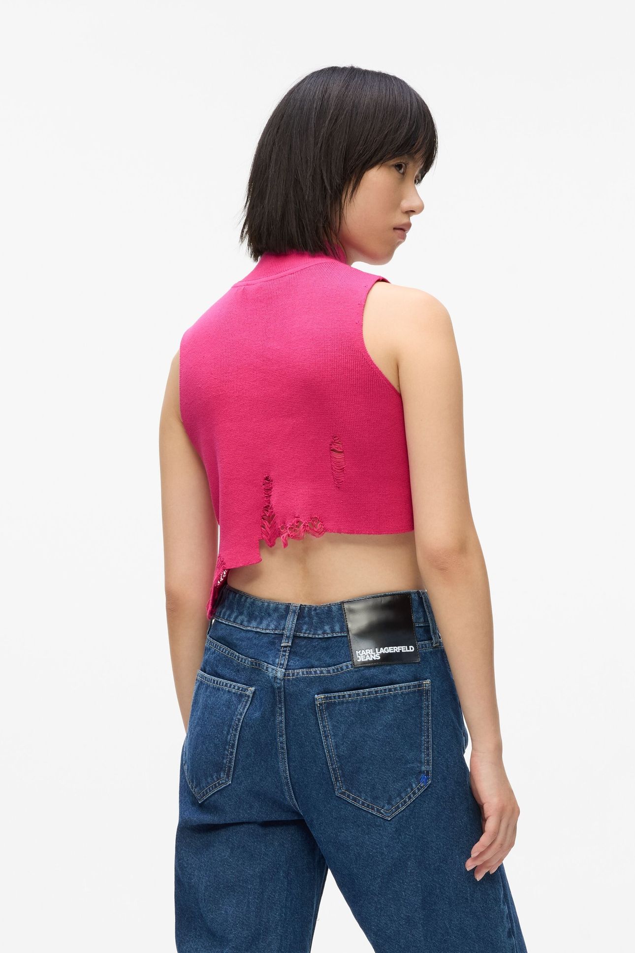 KLJ DISTRUCTED KNITTED TOP VERY BERRY 2