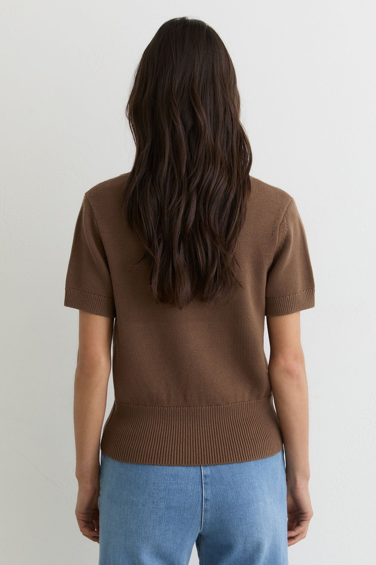 KNIT V NECK TOP TAUPE NEUTRAL 2