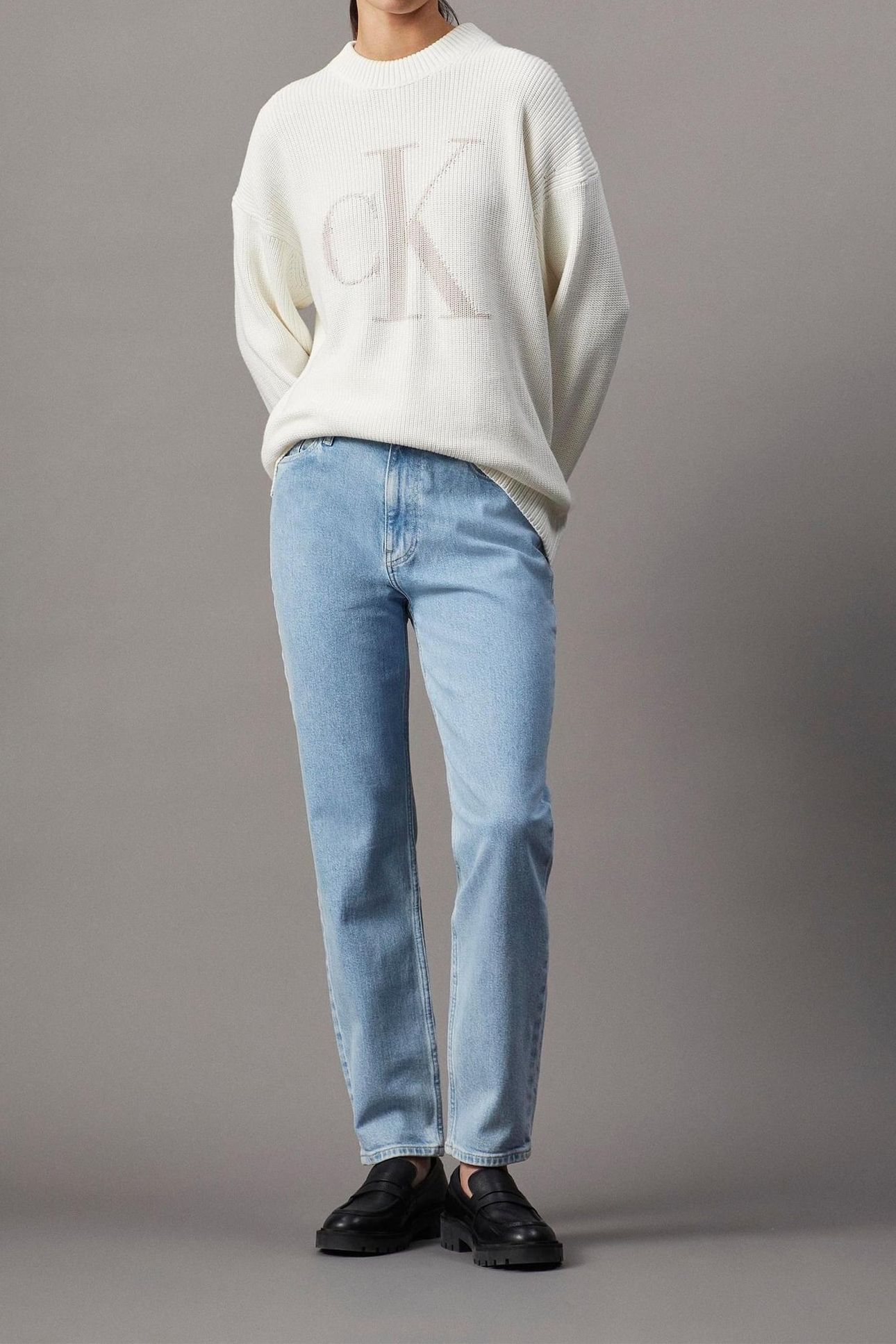 CK INTARSIA HIGH NECK IVORY 1