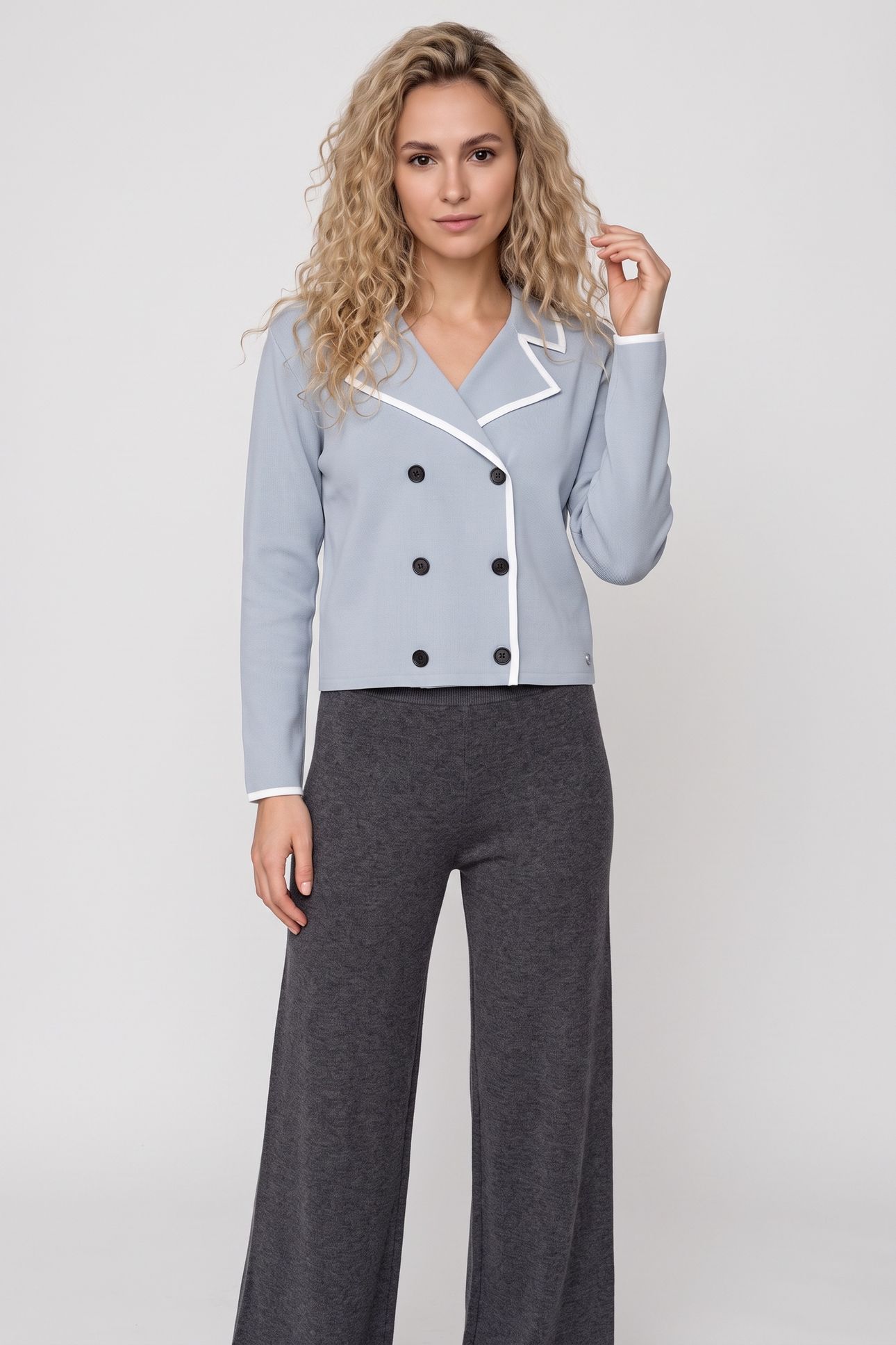 CONTRAST KNIT CARDIGAN KENTUCKY BLUE-PRISTINE 1