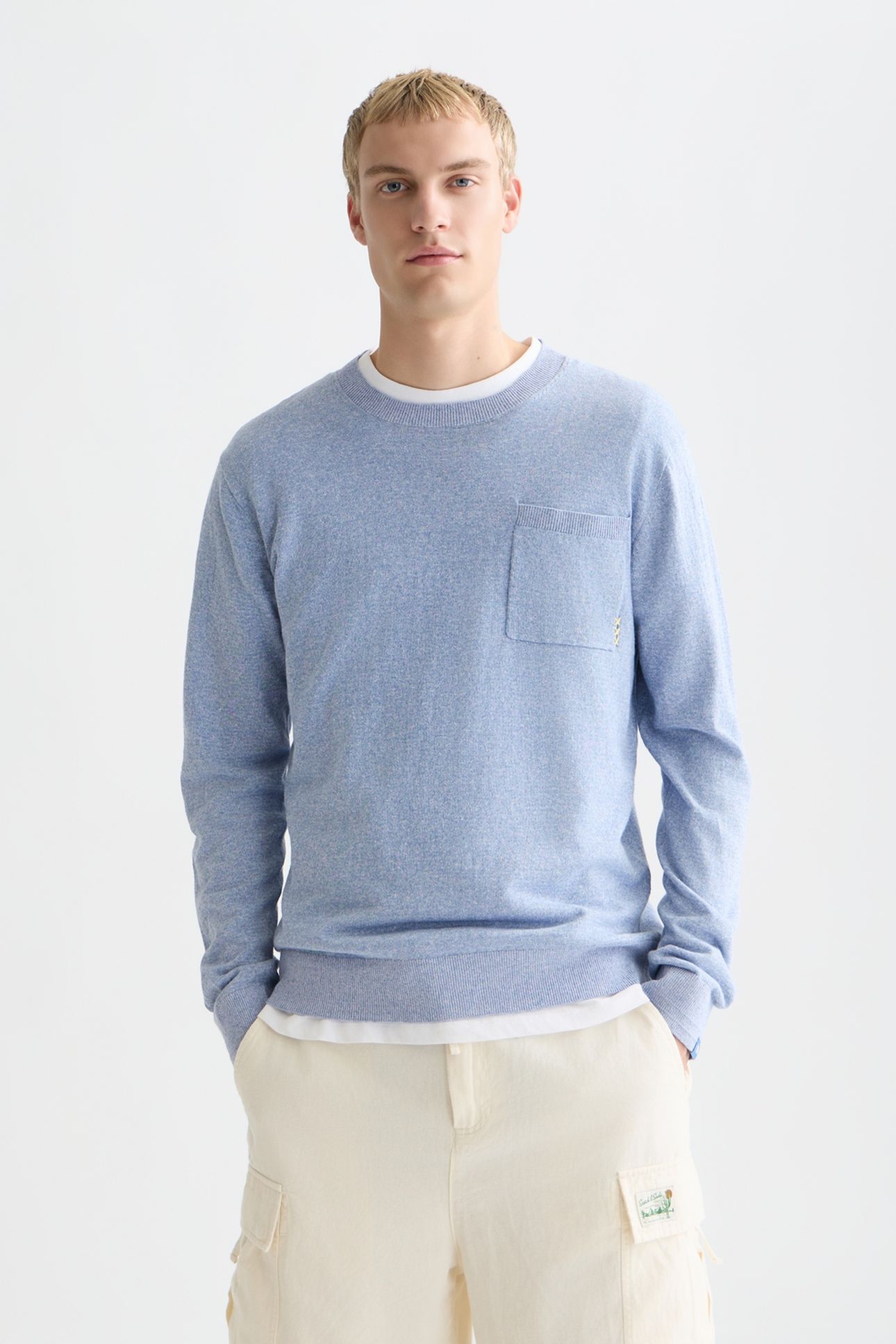 LINENBLEND MELANGE REGULARFIT PULLOVER NAVY 1