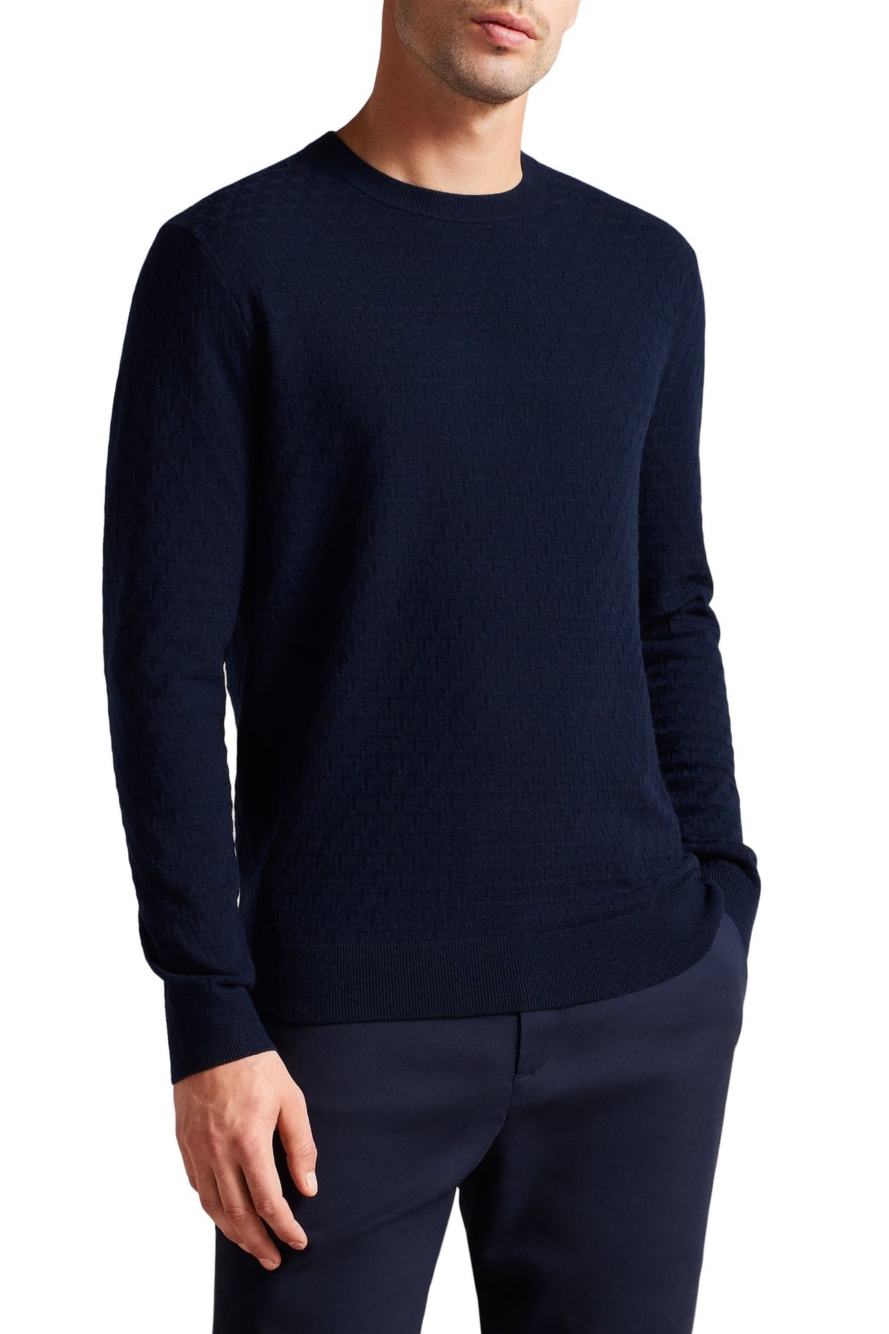DARTELL LS REGULAR T STITCHED CREW NECK NAVY 1