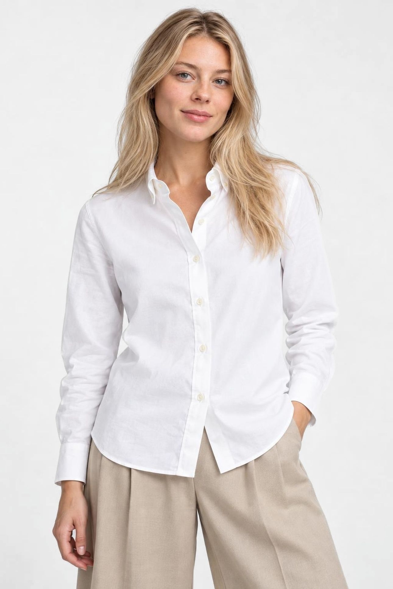 SOLID STRETCH OXFORD SHIRT WHITE 2