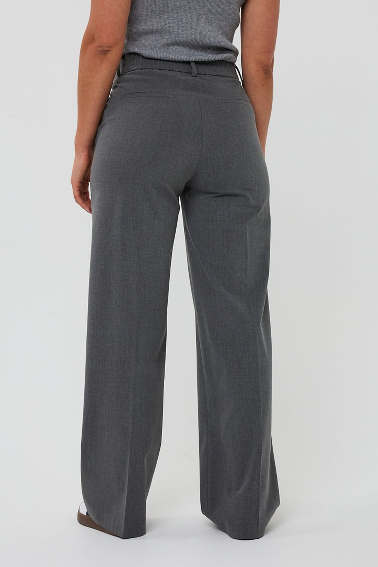 TROUSERS WIDE LEG ELASTIC MELANGE GREY MELANGE 4