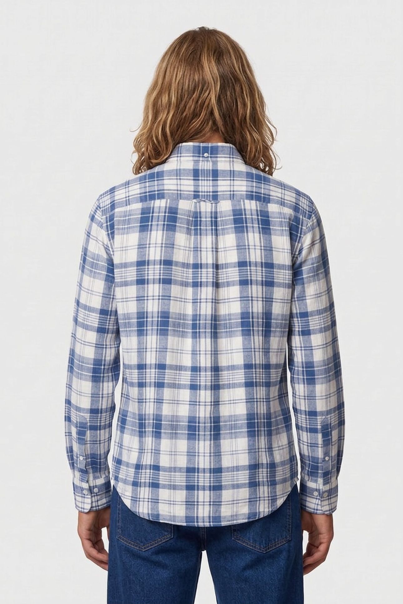 REG COTTON LINEN MADRAS CHECK VINTAGE BLUE 2