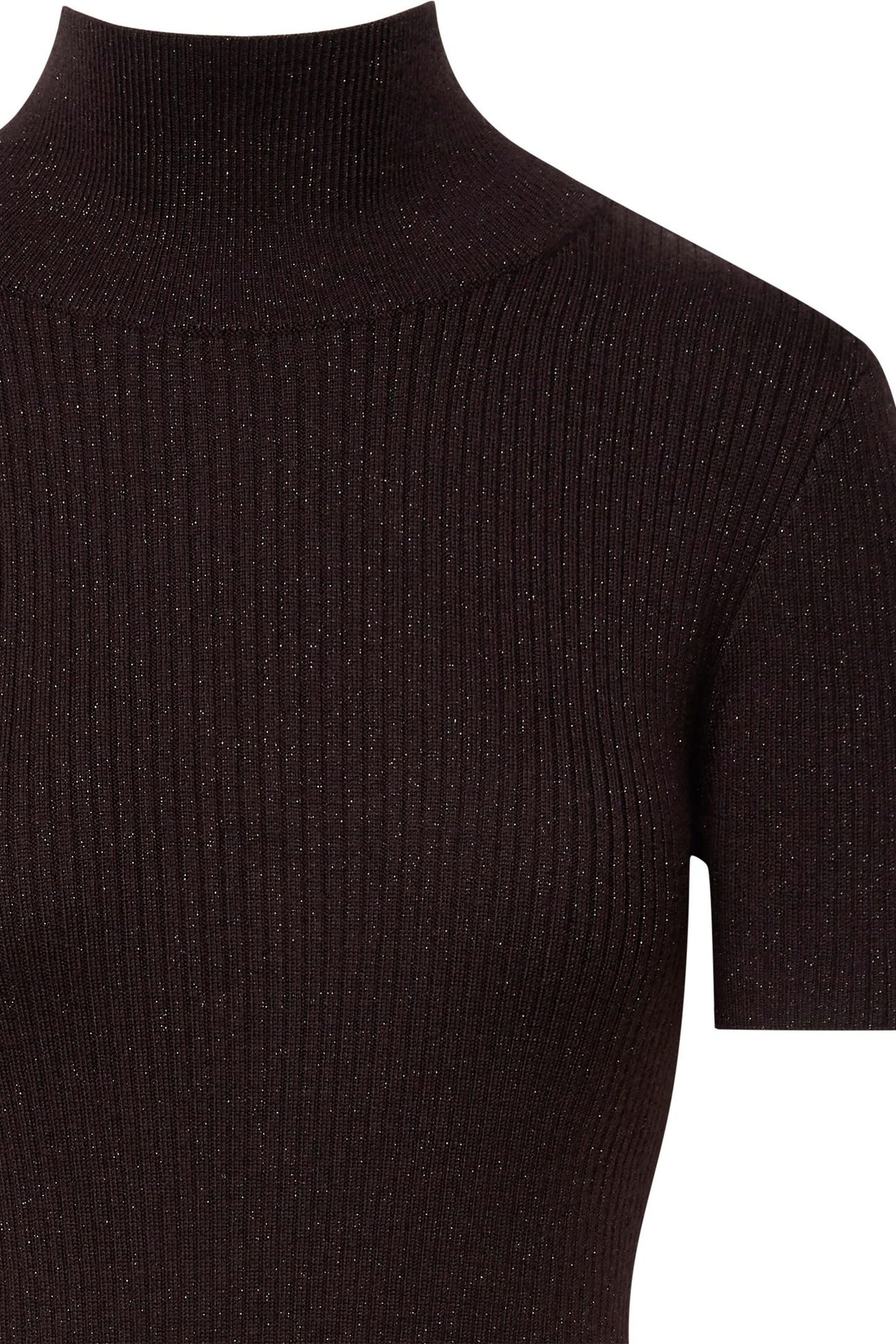 WOOL LUREX TNECK MINI DRESS MOCHA BROWN 3
