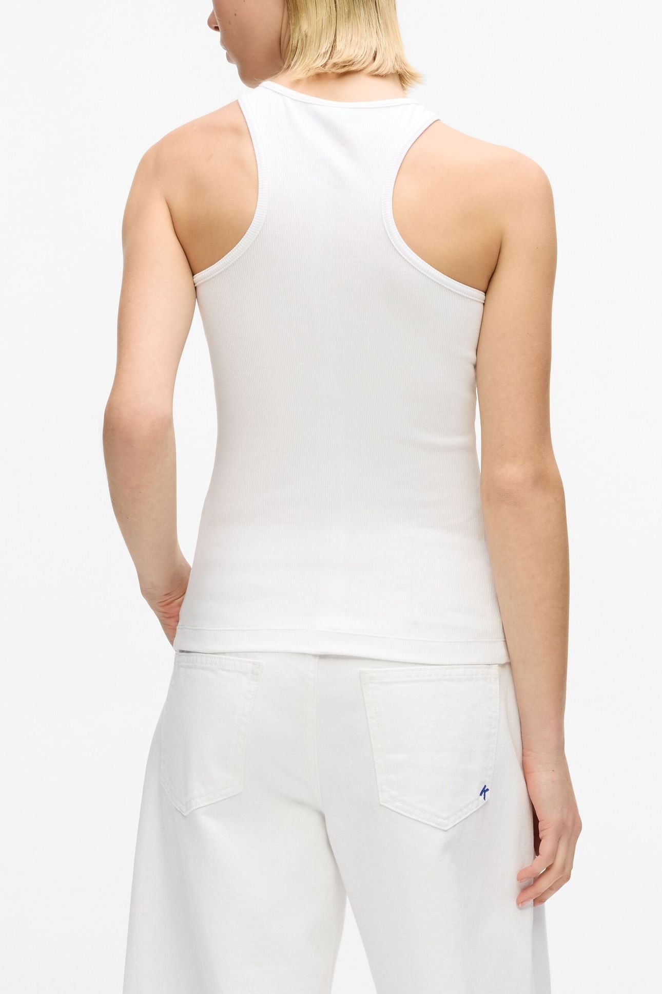 KLJ RIBBED LOGO TANK WHITE 3