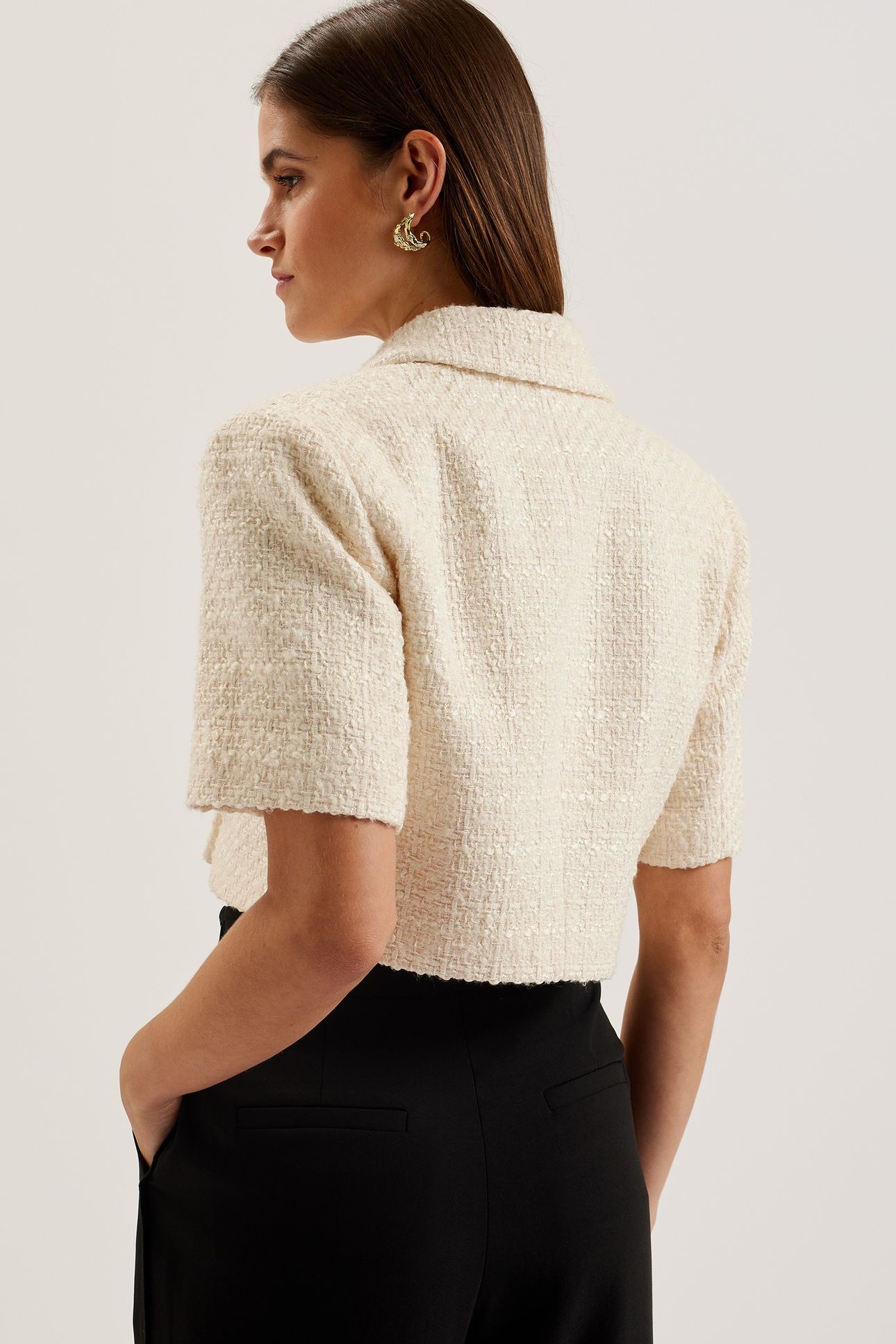 KOMAC SHORT SLEEVE CROPPED BOUCLE IVORY 2