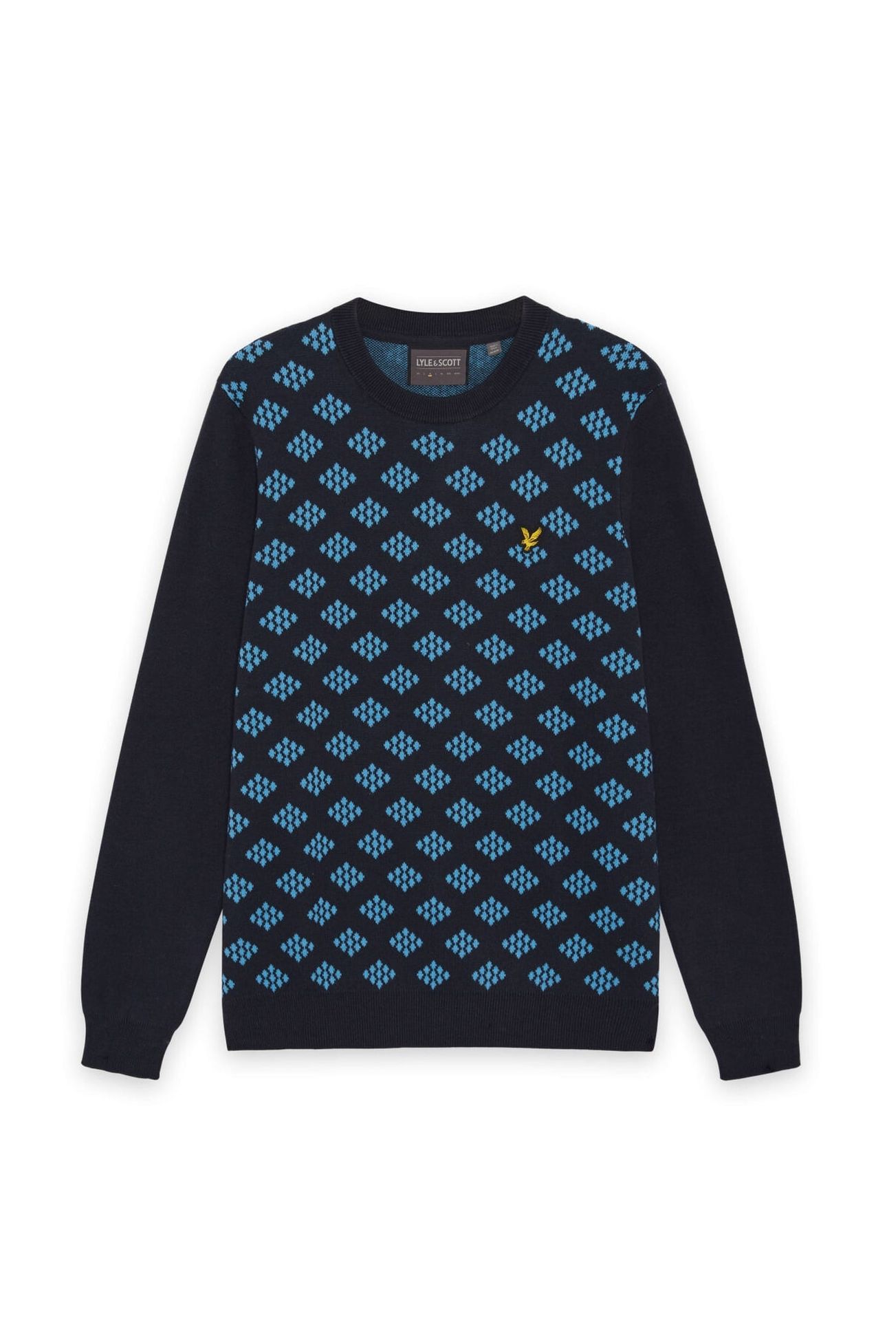 GOLF CREW NECK COTTON ARGYLE JUMPER DARK NAVY 4