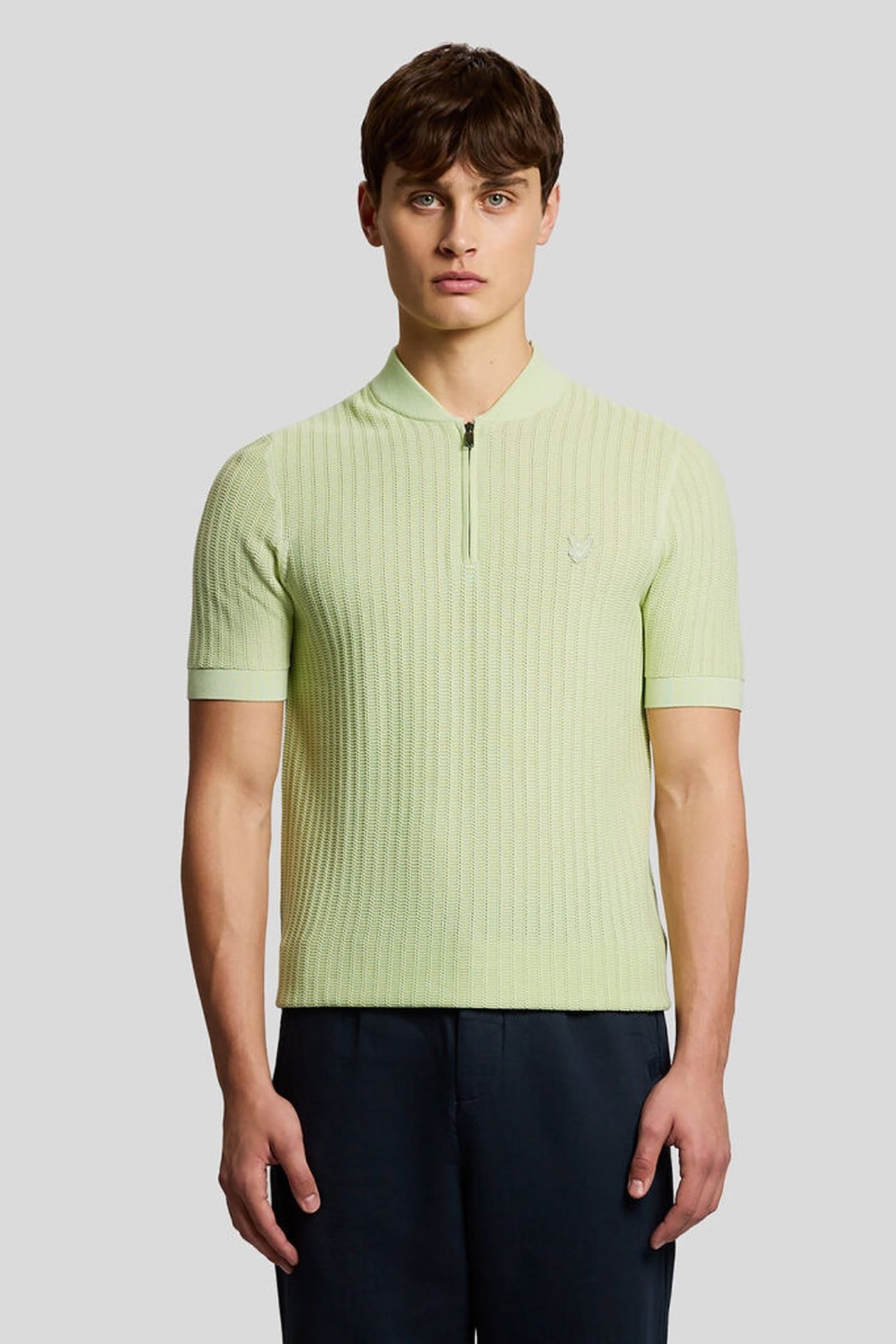 SUPERFINE KNITTED BOMBER POLO TENDER GREENS 1