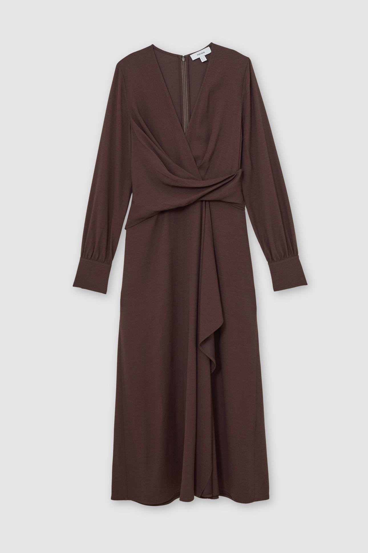 WRAP FRONT DRAPE DRESS BURGUNDY 3