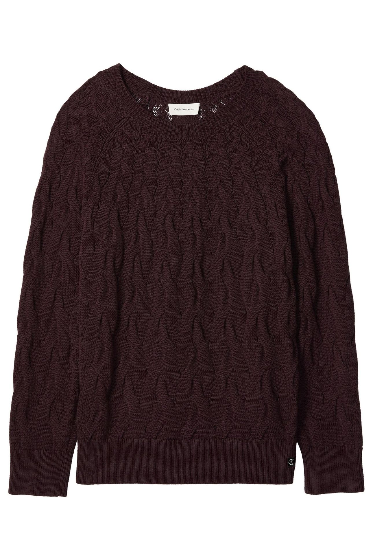 CABLE CREWNECK PULLOVER MOCHA BROWN 1