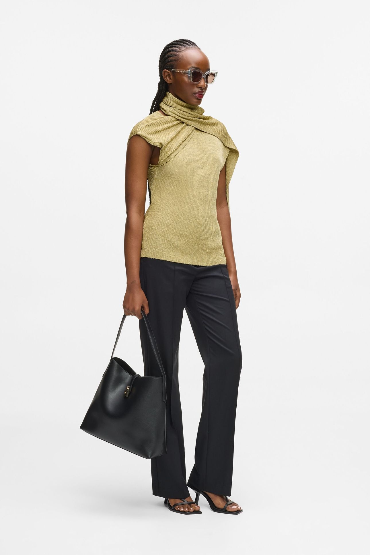 LUREX KNIT SELF TIE TOP LIGHT GOLD 3