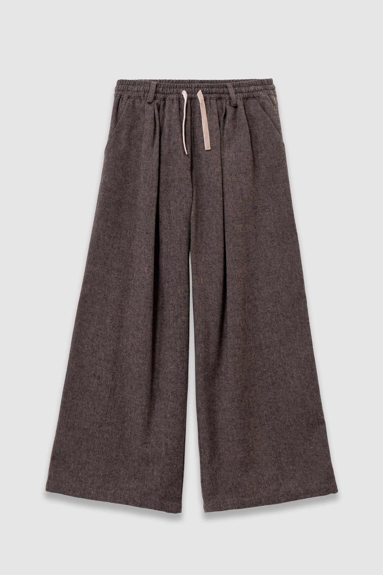 GIRLS’ BROWN MARL FLANNEL WIDE-LEG TROUSERS 1
