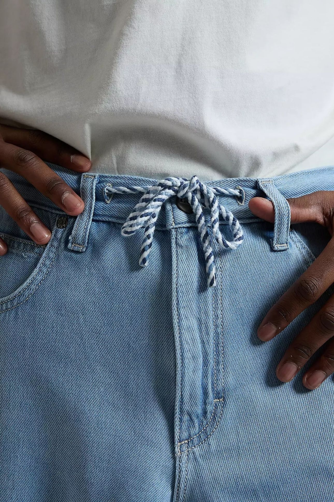 HENRY DRAWSTRING LIGHT STONE LOOSE JEANS DENIM BLUE 5
