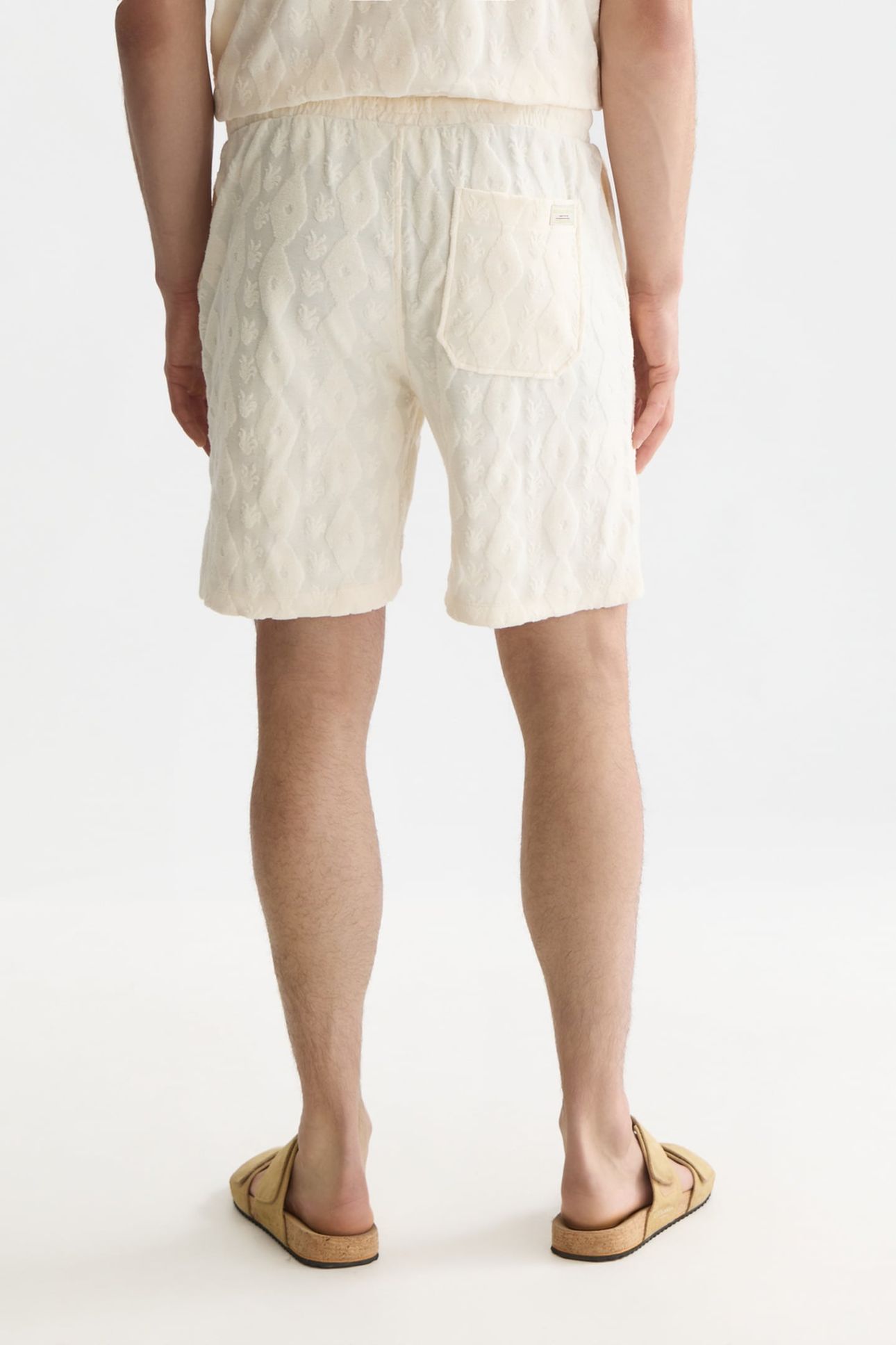 FAVE TERRY JACQUARD RELAXED-FIT BERMUDA SHORTS LIGHT BEIGE 2