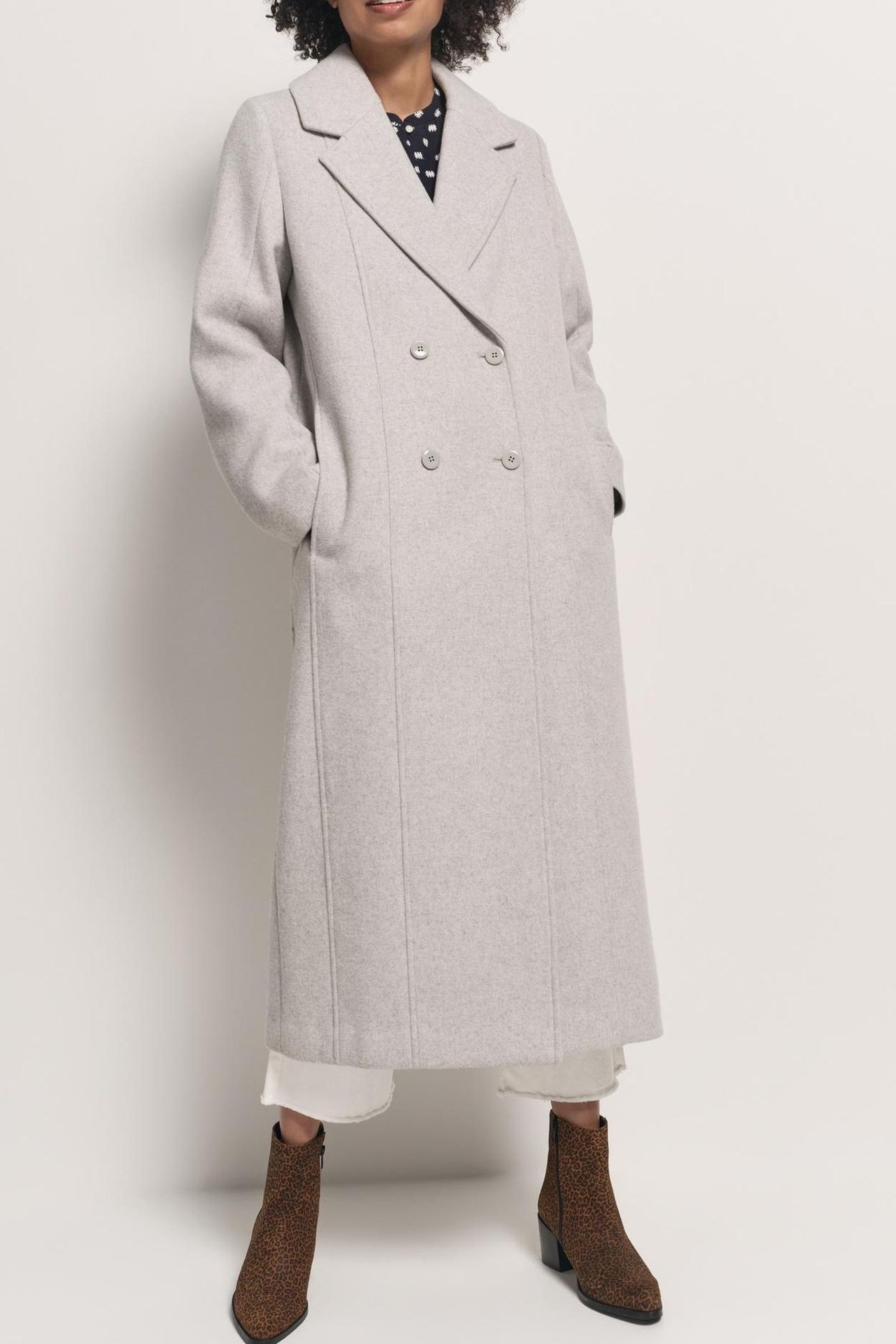 DWAIN - GREY DOUBLE-BREASTED BUTTONED LONG COAT 1